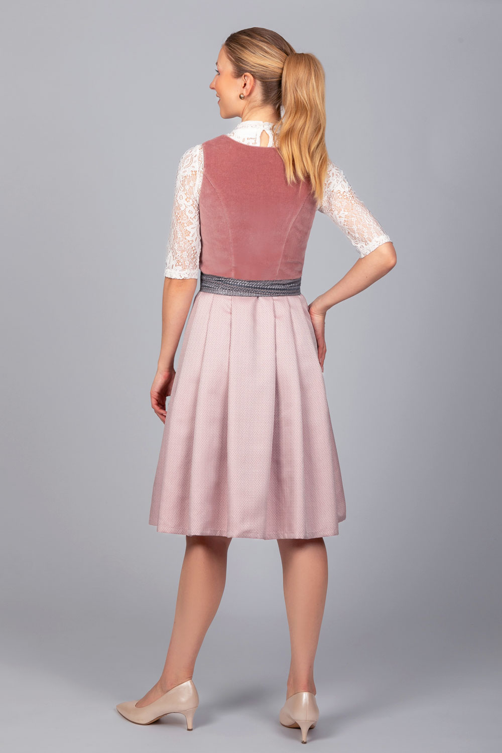 Edelnice Midi Dirndl Marie Samt Altrosa #2
