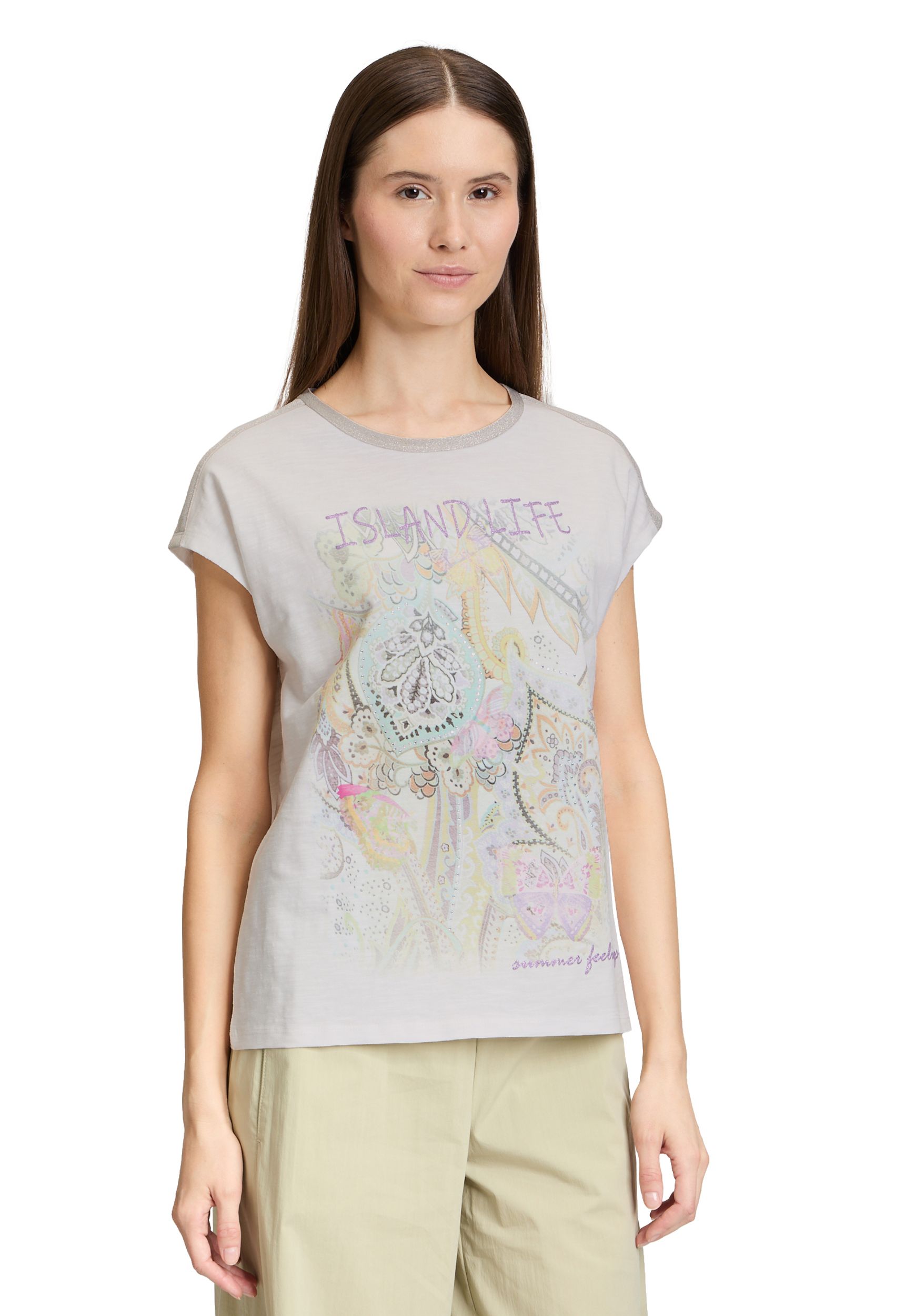 Cartoon |  Rundhals-Shirt | 44 | patch cream/rosé
