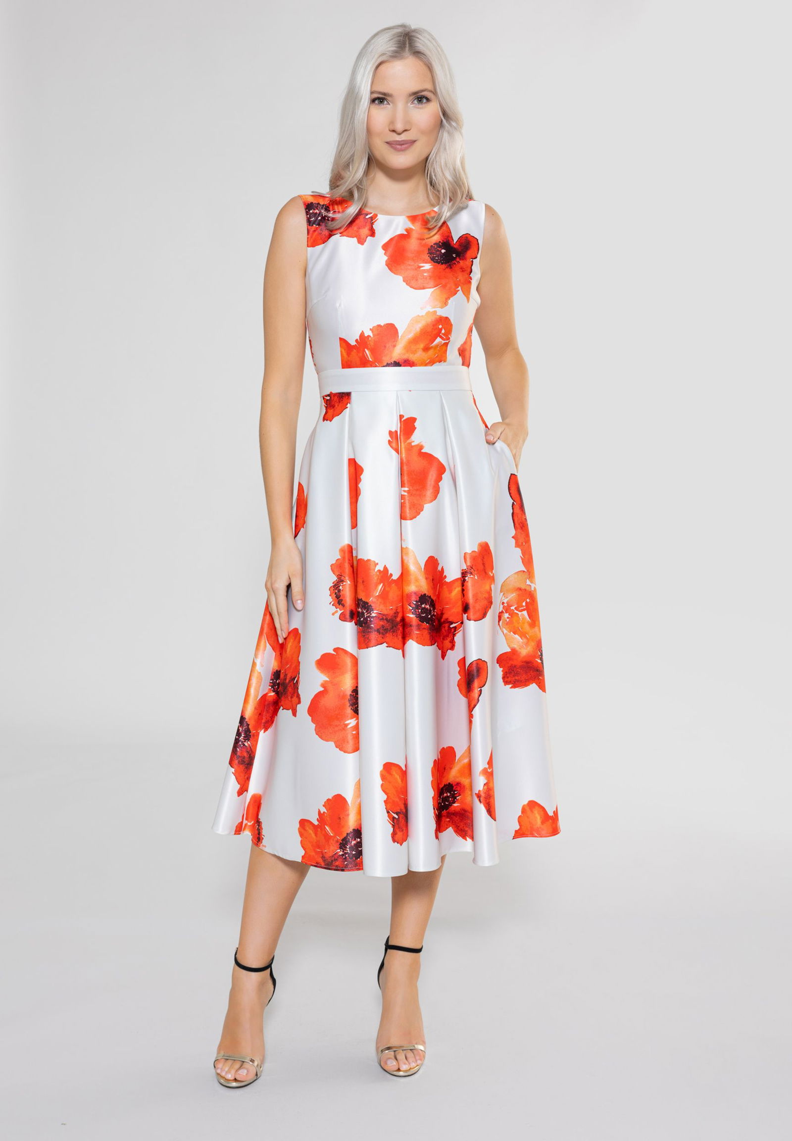 Cocktailkleid aus bedrucktem Duchesse