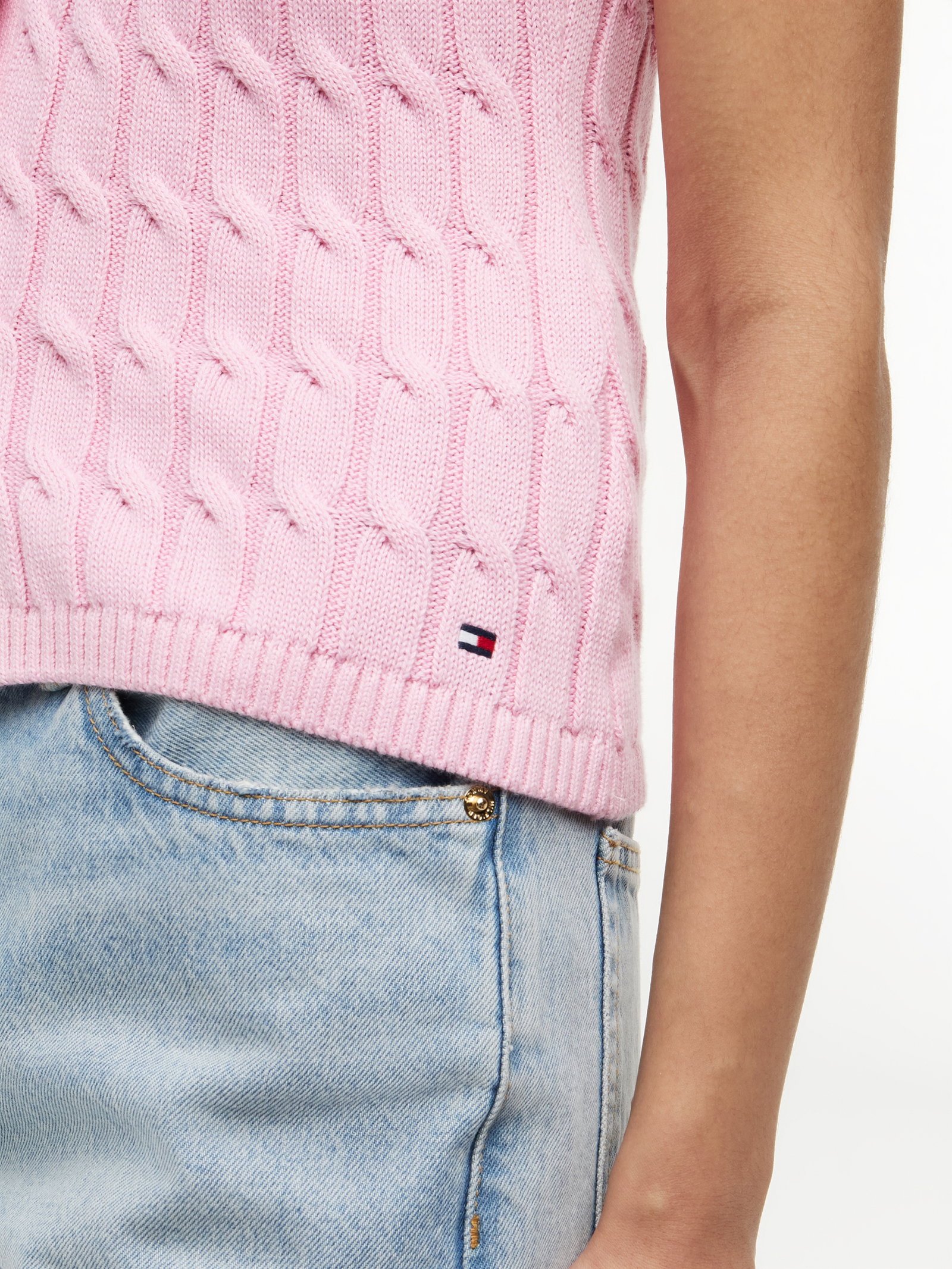 MID GG CABLE VEST CARDI, PINK #3