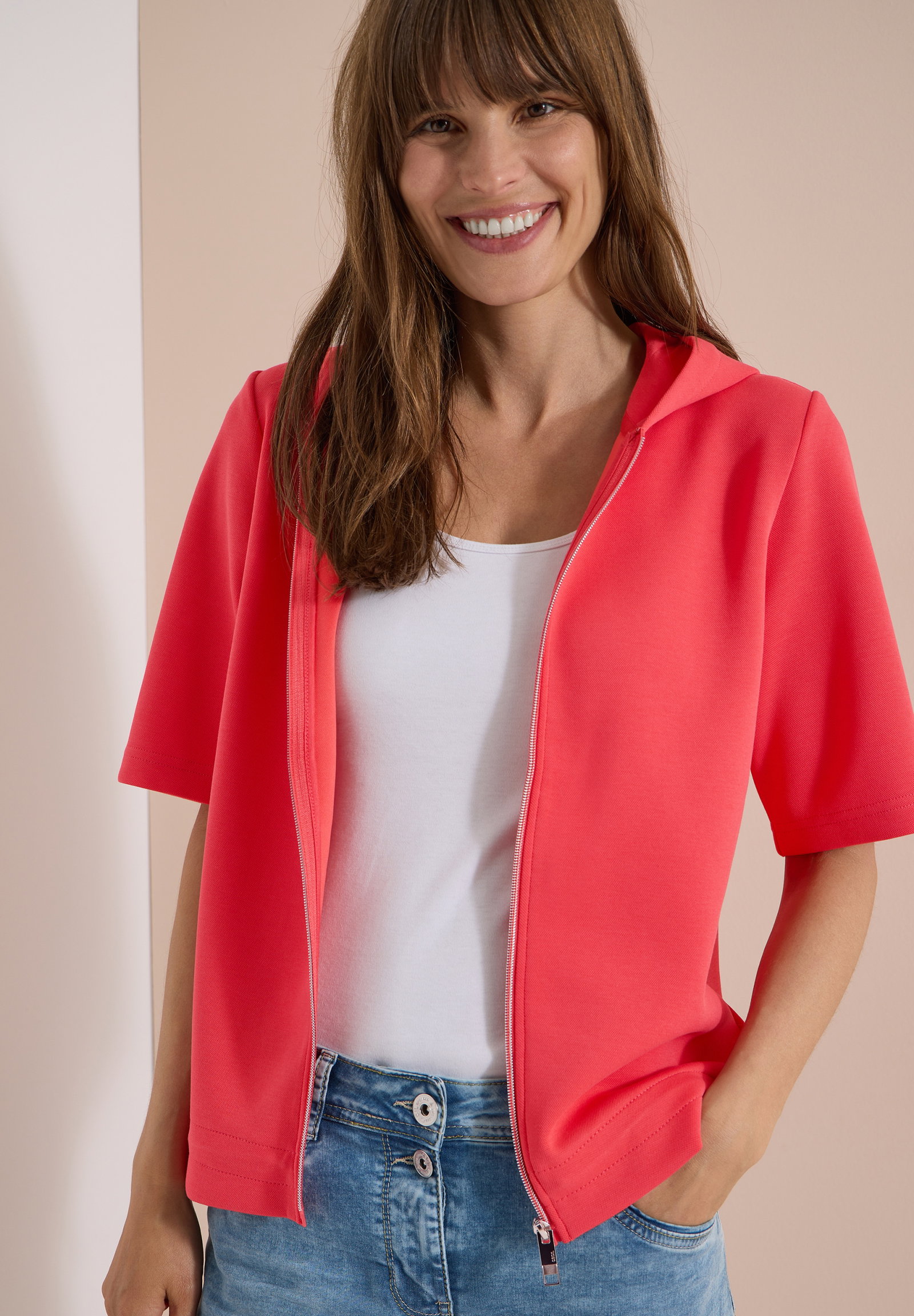 TOS Solid T-Shirt Jacket, coral #6