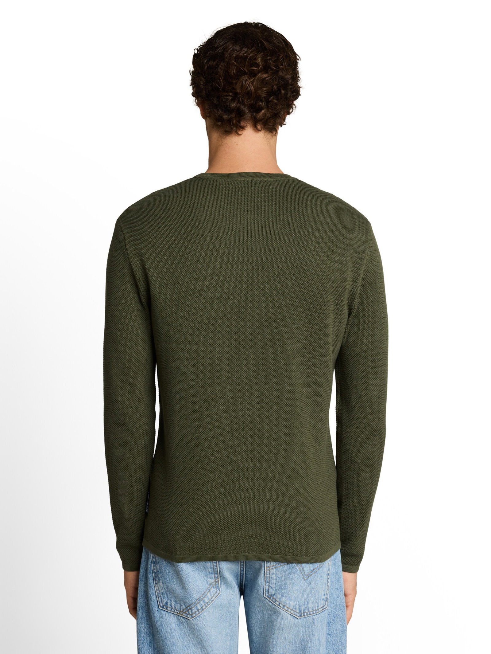 basic structred crew neck knit, urban olive green #4