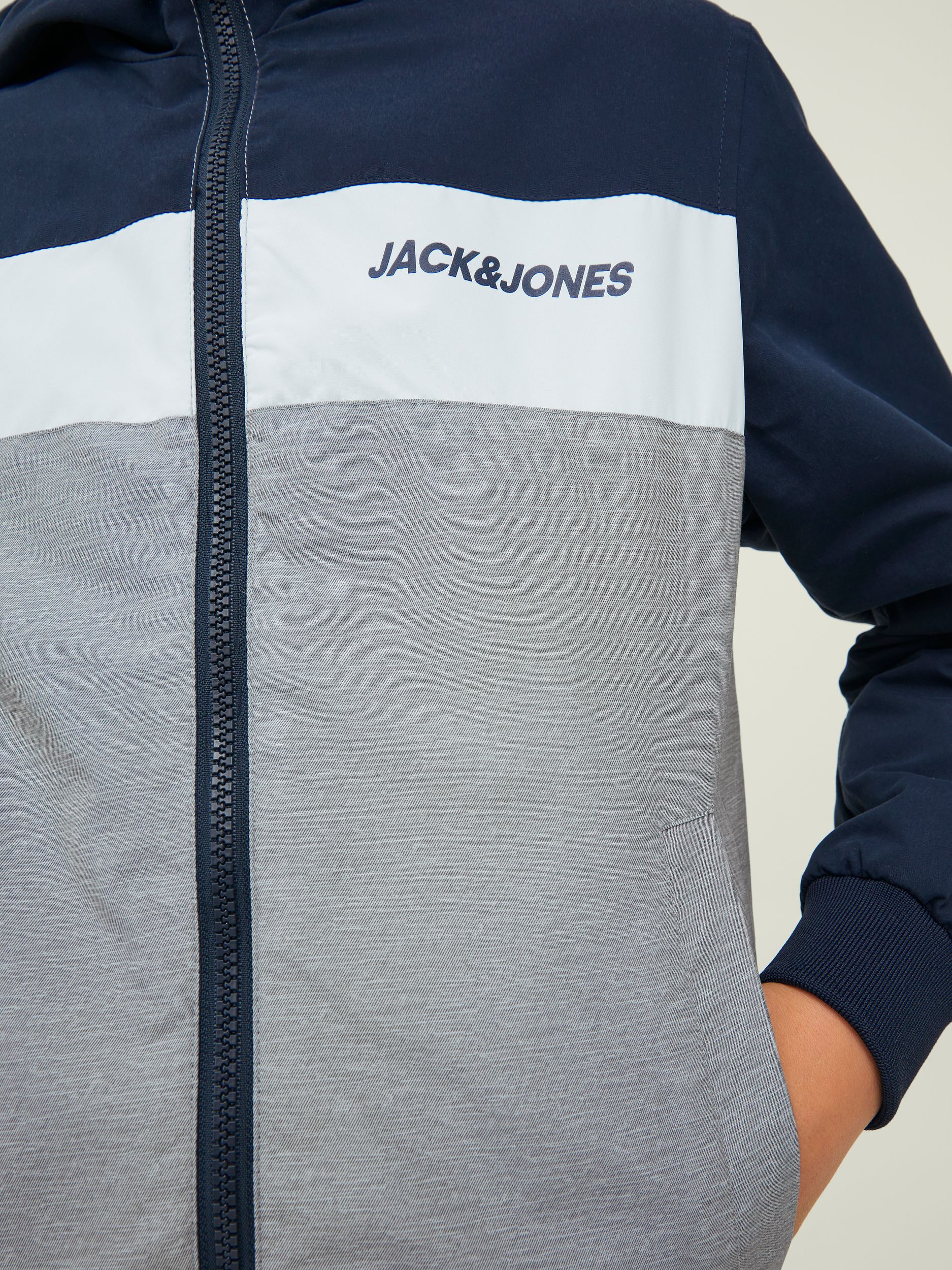 Jack&Jones |  JJERUSH BLOCKING HOOD BOMBER NOOS JNR | 140 | navy blazer