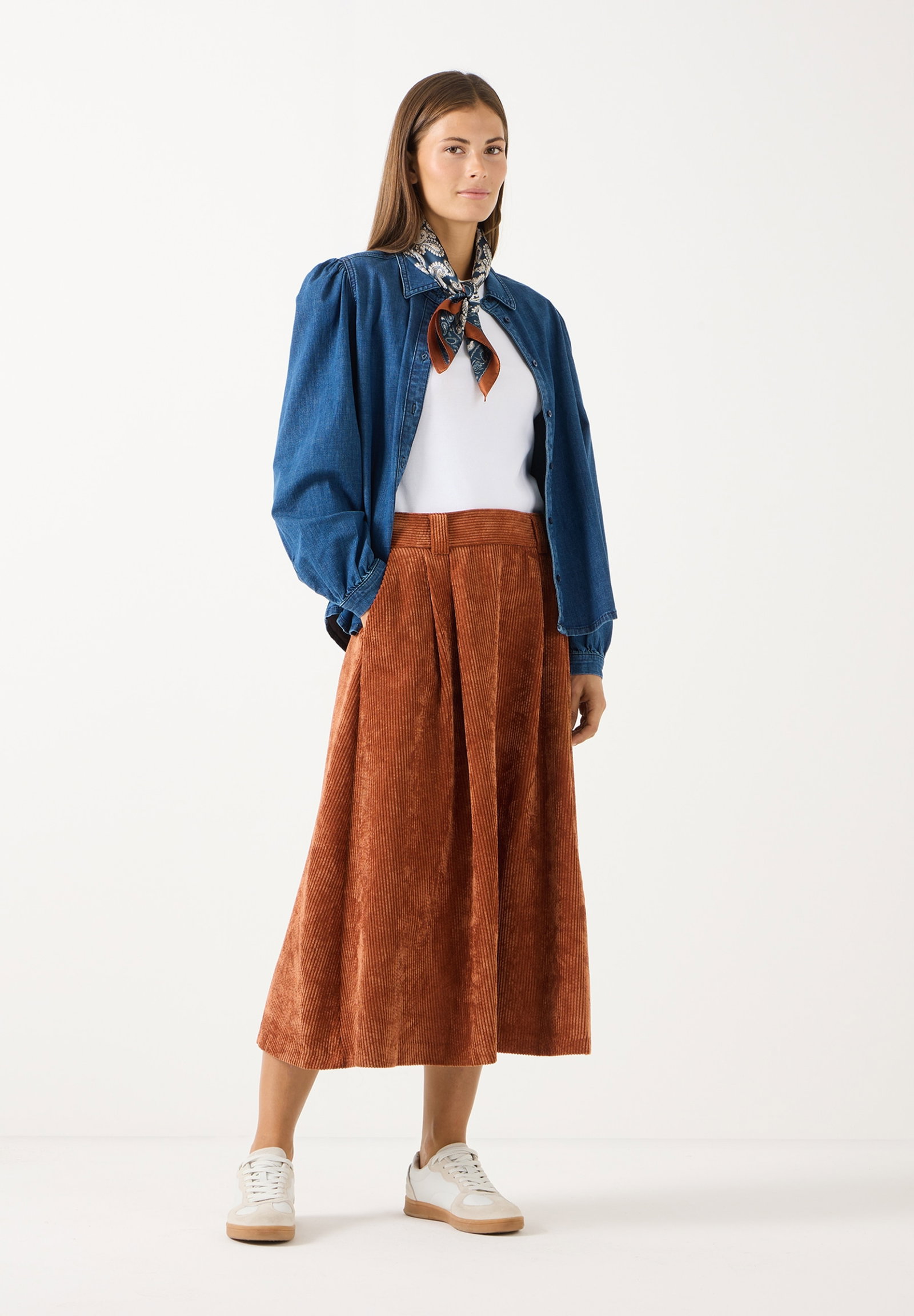 Soft Corduroy Midi Skirt, cinnamon #4