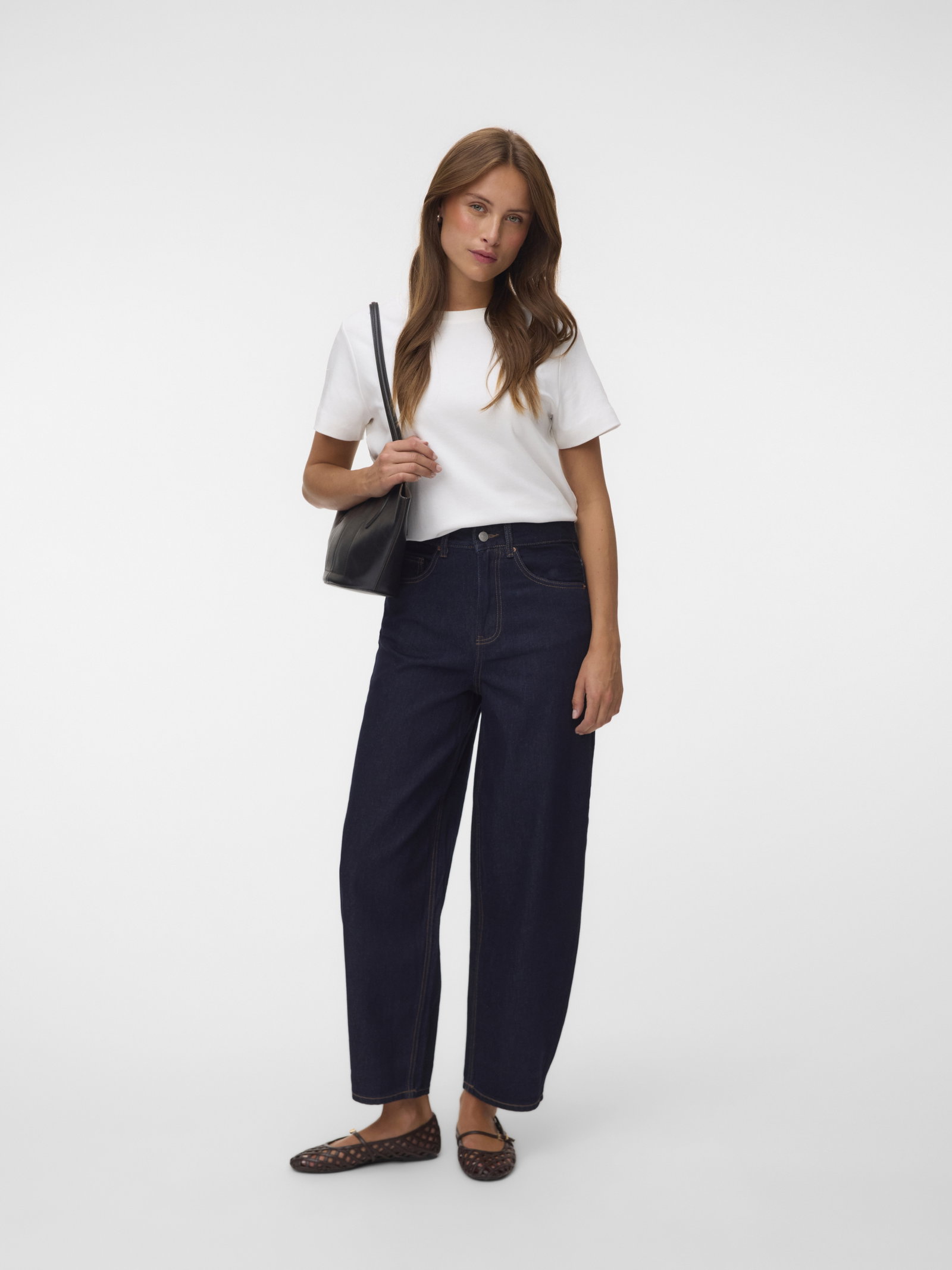 VMBILLIE HR BARREL ANK JEANS LI3191, Dark Blue Denim/RINSE #3