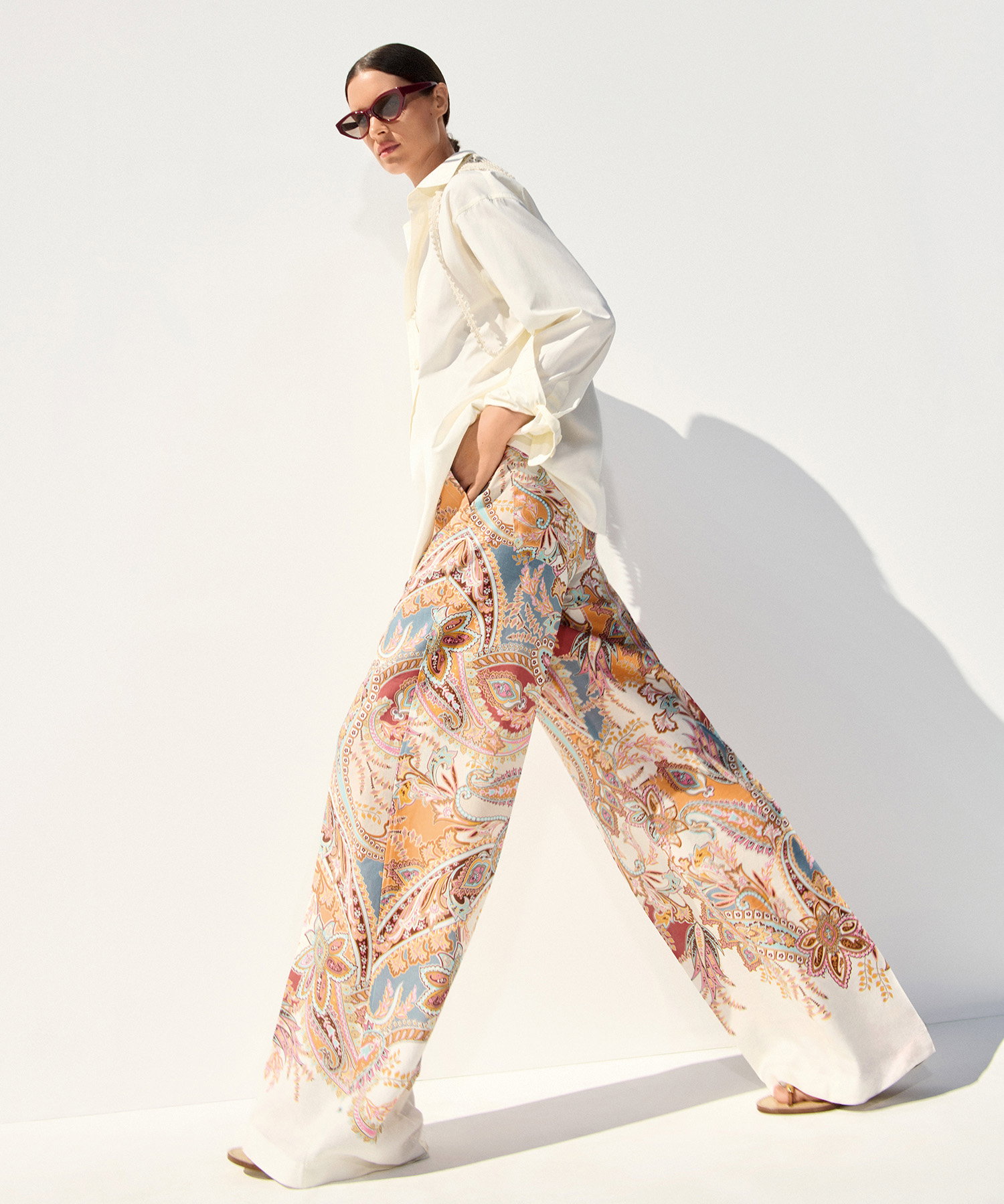 Cambio Hose mit weitem Bein Adrienne, faded paisley ocean/ peac #2