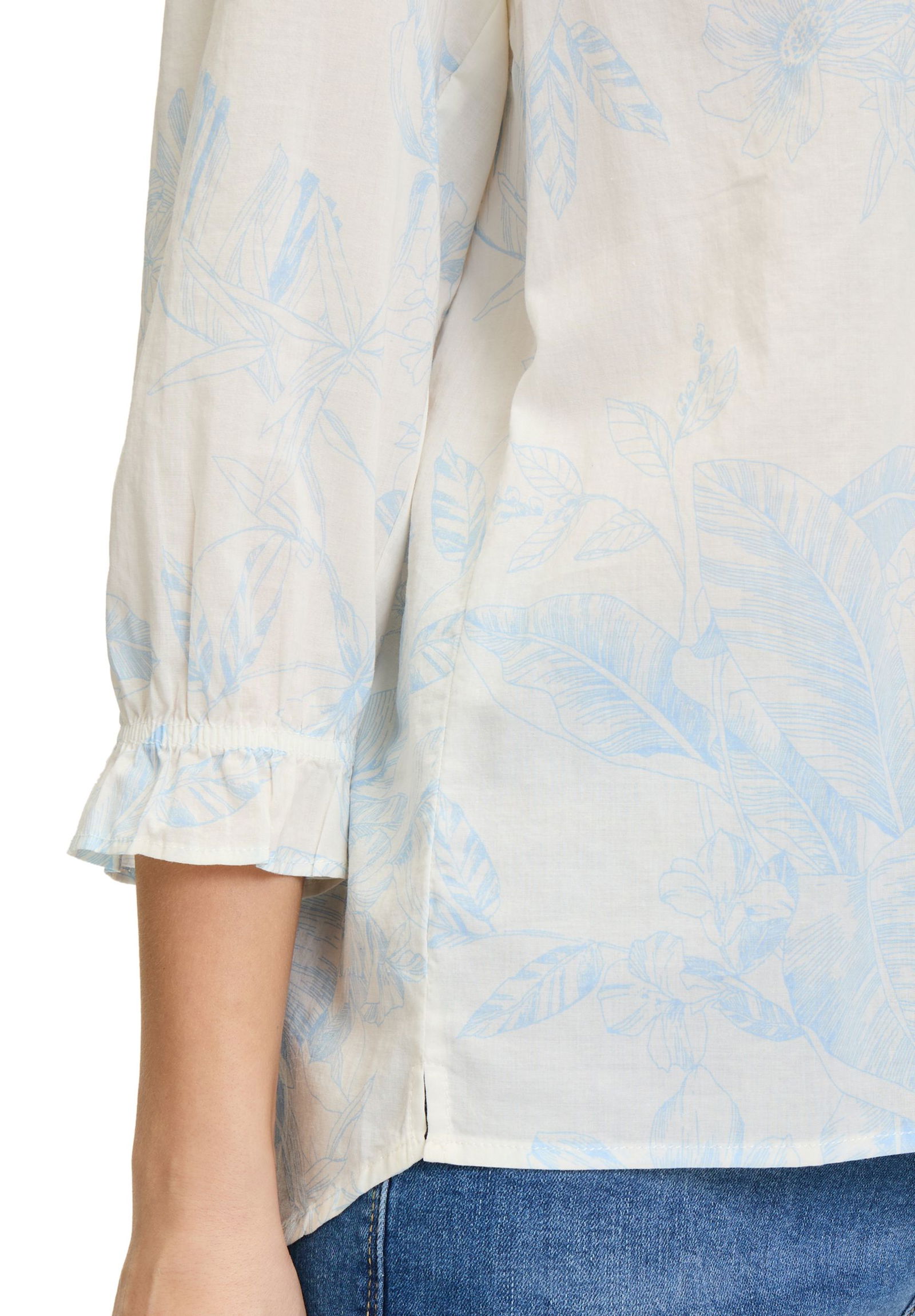  |  Bluse Kurz 3/4 Arm, White/Blue | 38 | weiß/blau