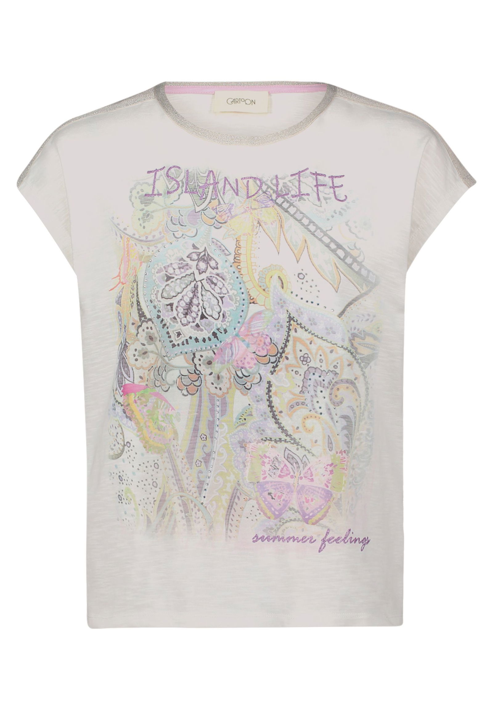 Cartoon |  Rundhals-Shirt | 46 | patch cream/rosé