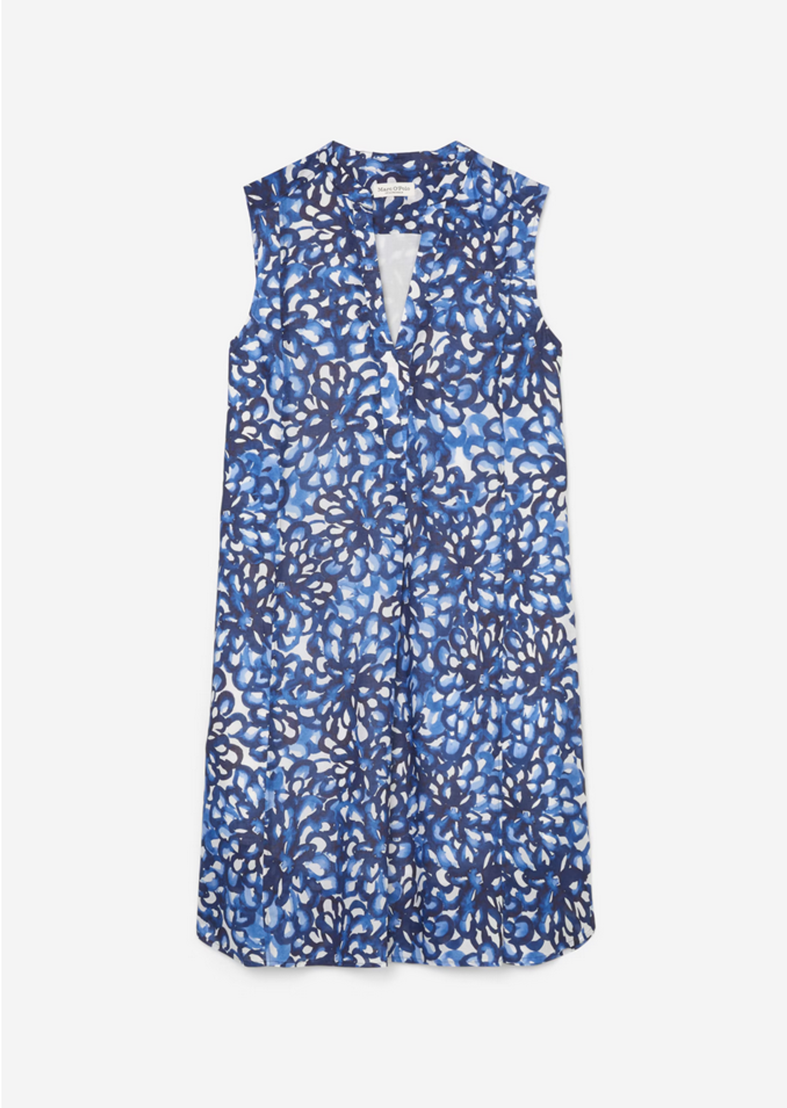 Marc O´Polo |  Ärmelloses Print-Mini-Blumenkleid aus Crispy-Baumwolle-Voile | 44 | dark grey melange