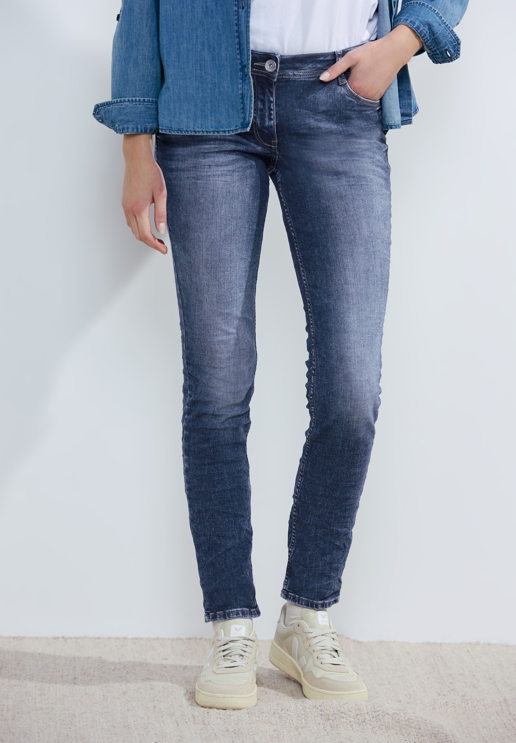 CECIL |  CECIL Slim Jeans  | 33/28 | mid blue wash