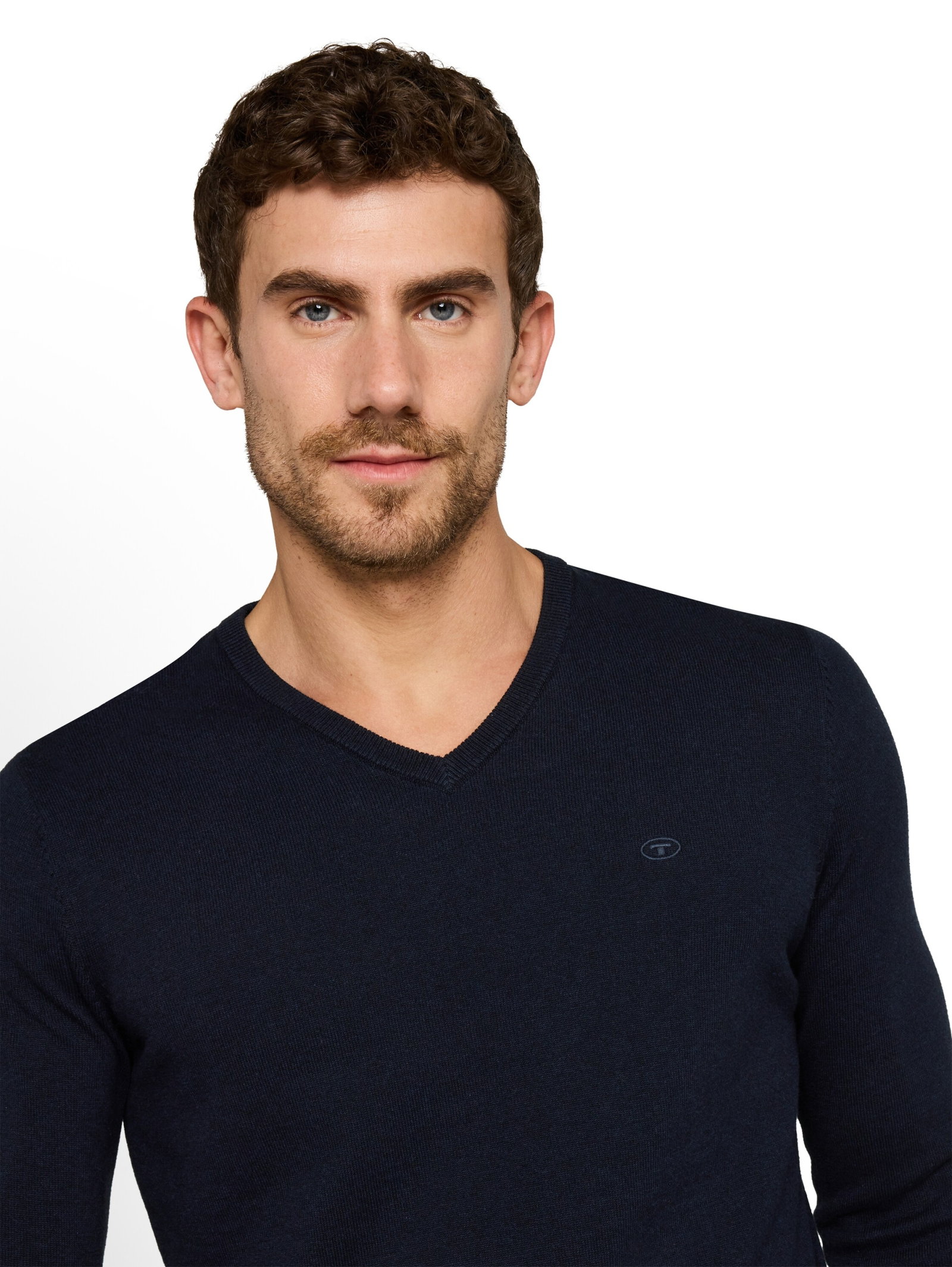 Tom Tailor basic v neck sweater, Knitted Navy Melange #7