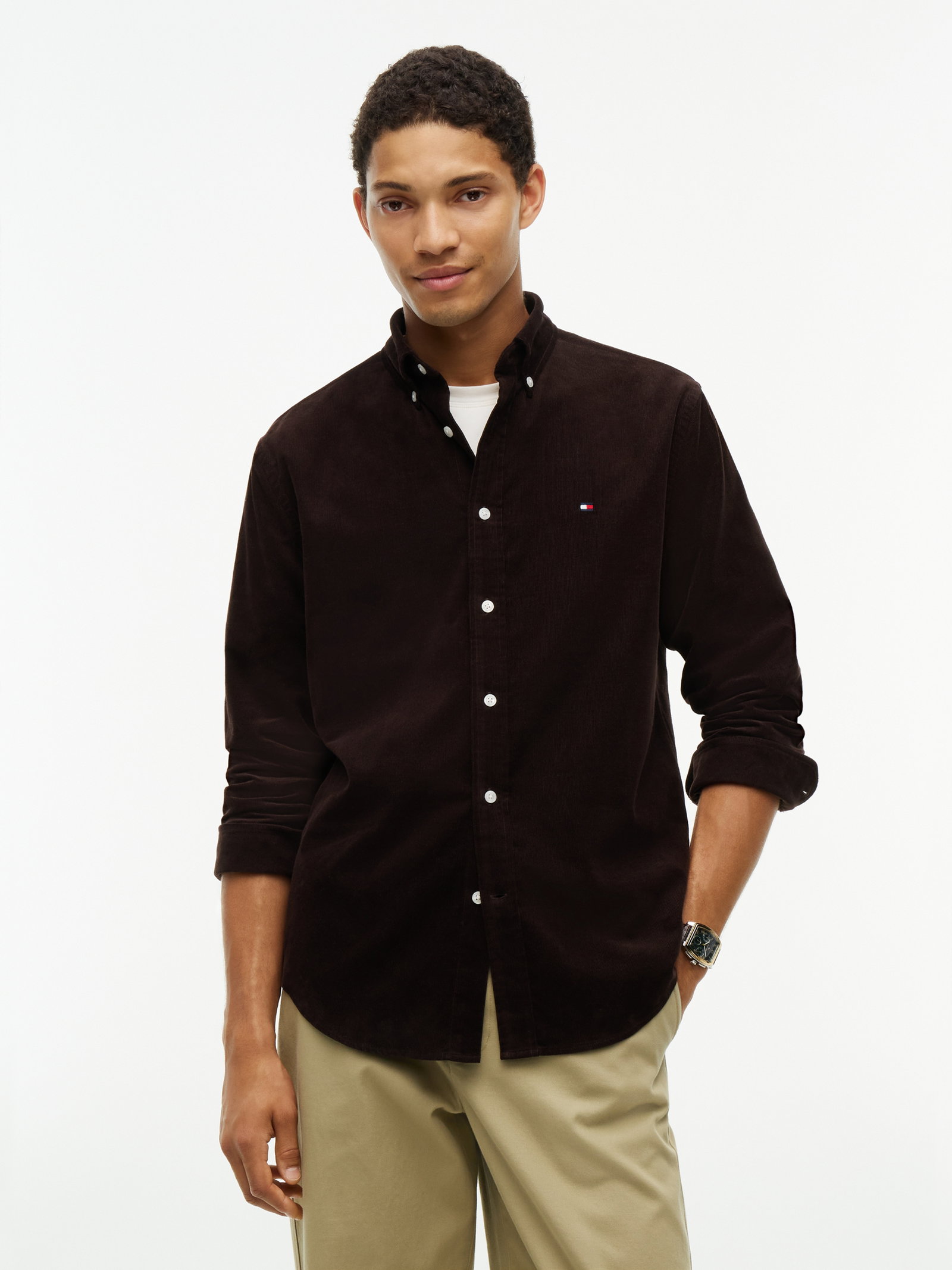 SOLID CORDUROY RF SHIRT, BROWN #2