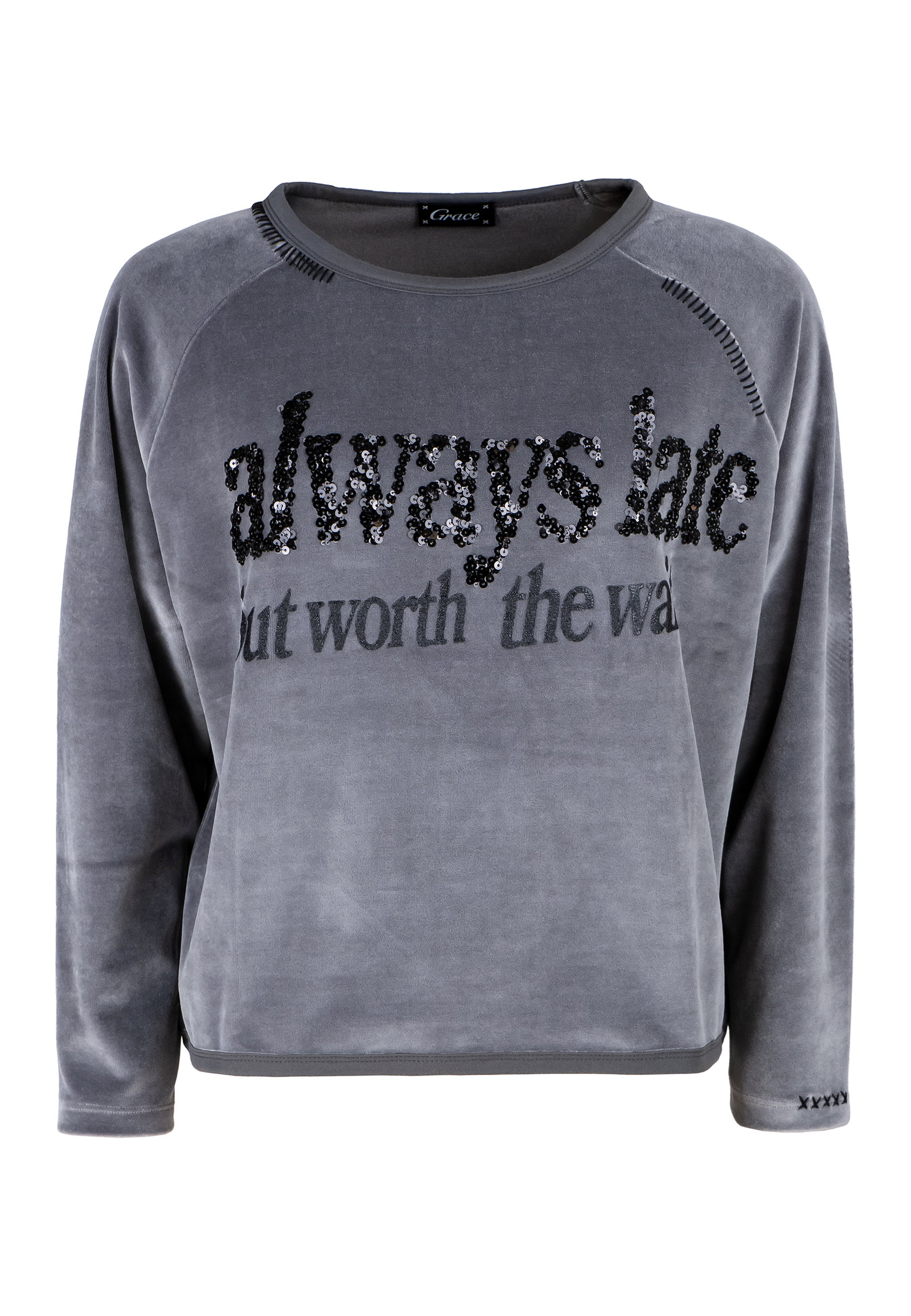 Grace Nickishirt ALWAYS LATE mit Pailletten #1