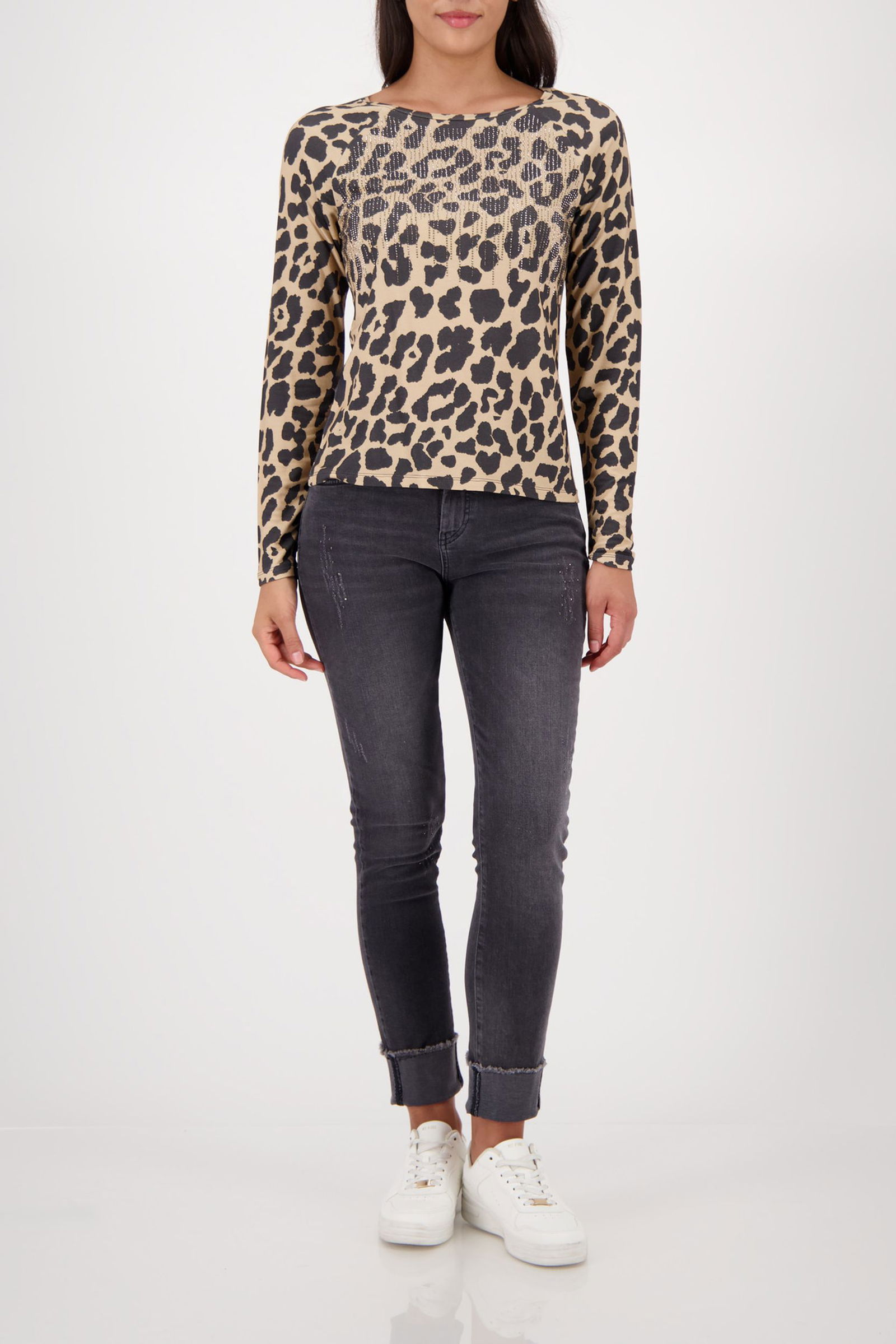Monari | Pullover, cognac gemustert | 42