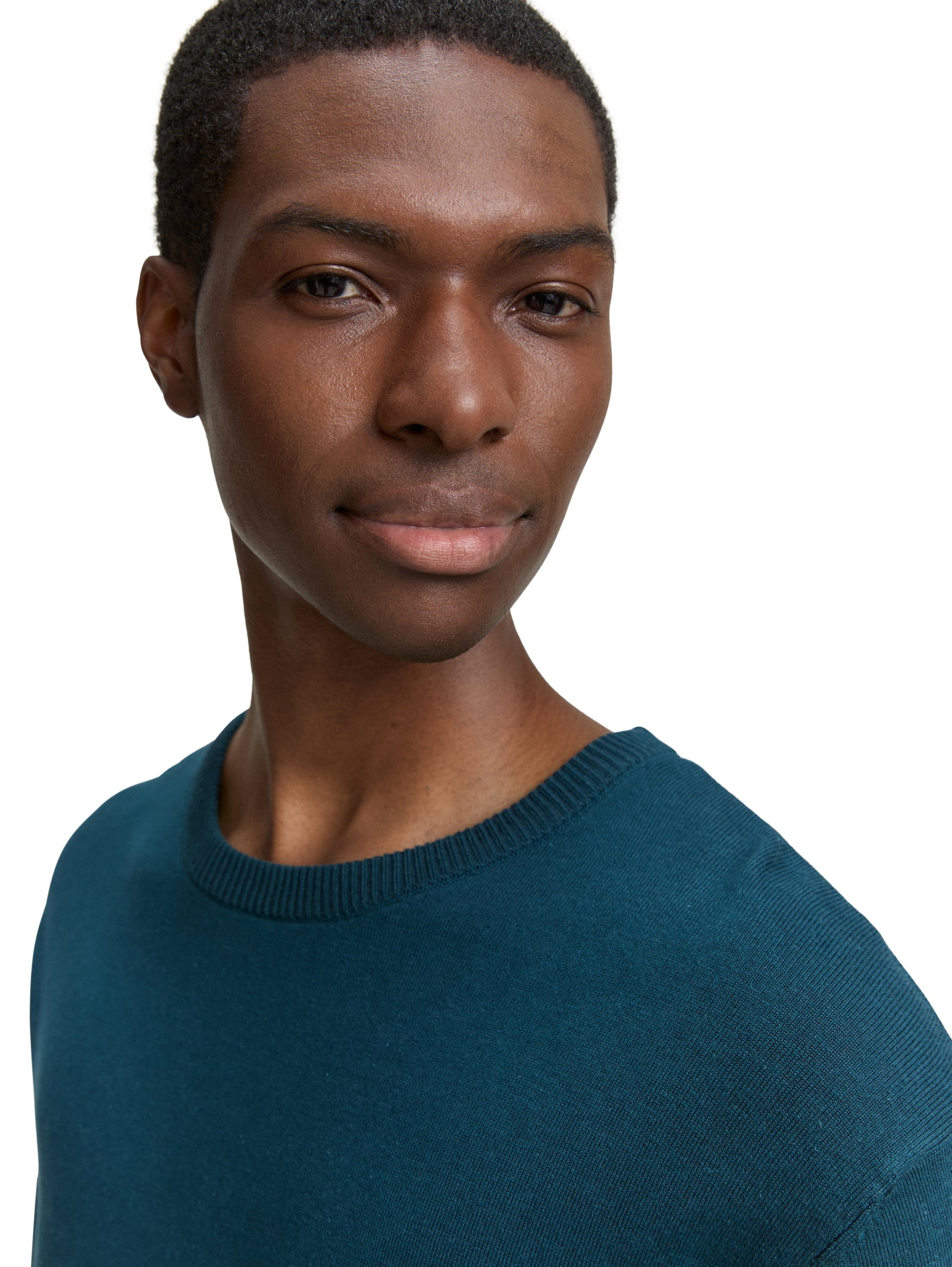 basic plaited crewneck knit, deep green plated design #5