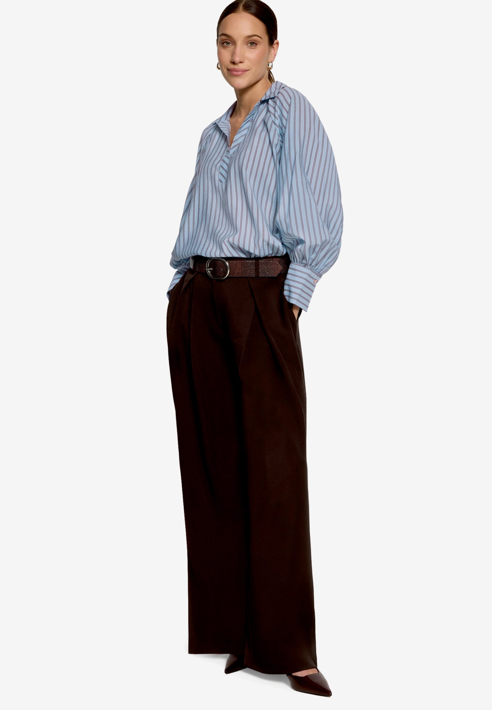 Bluse Lang 1/1 Arm, Blue/Brown #4