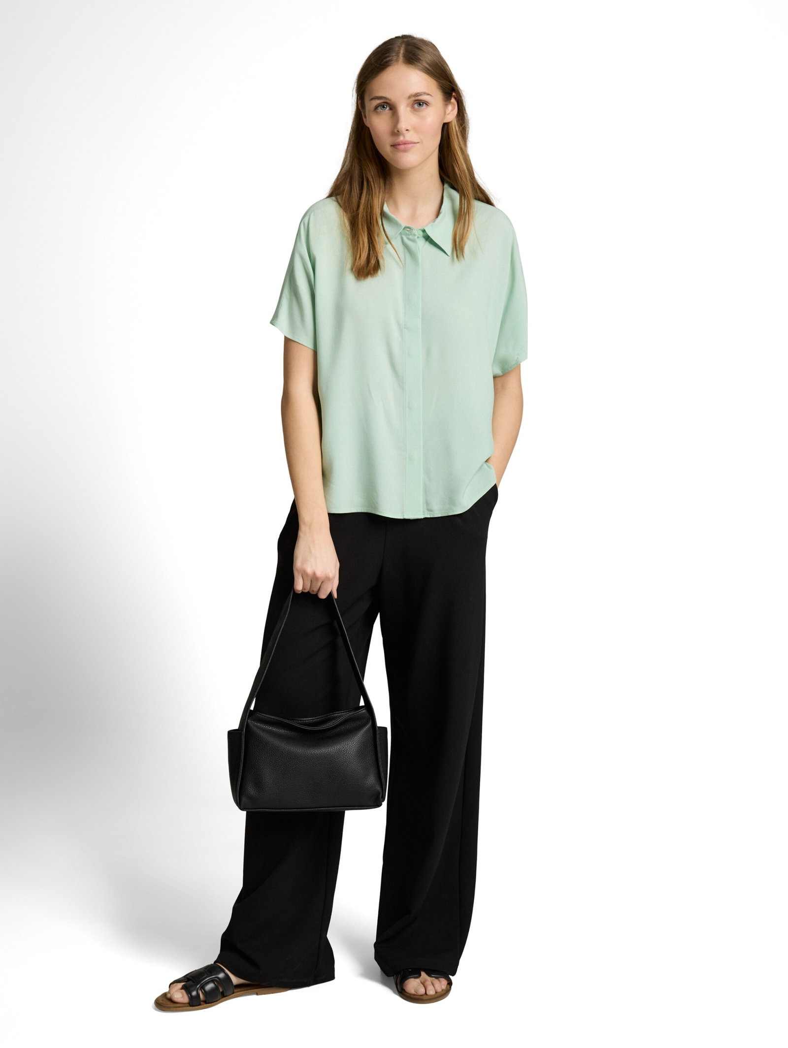 easy shortsleeve viscose blous, light matcha green #3