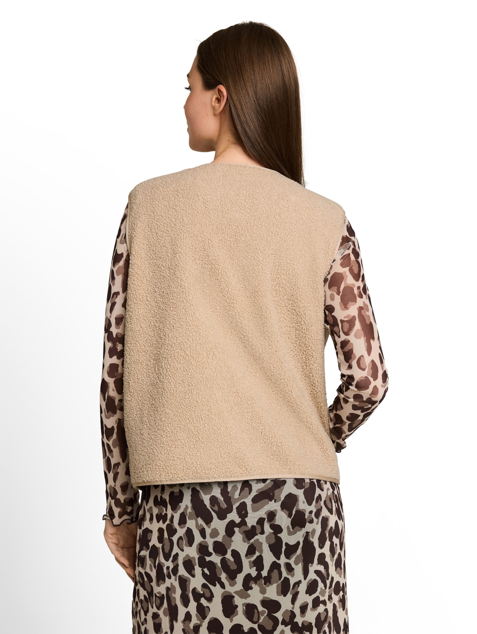 Sweatvest teddy with buttons, Gravel Beige #4