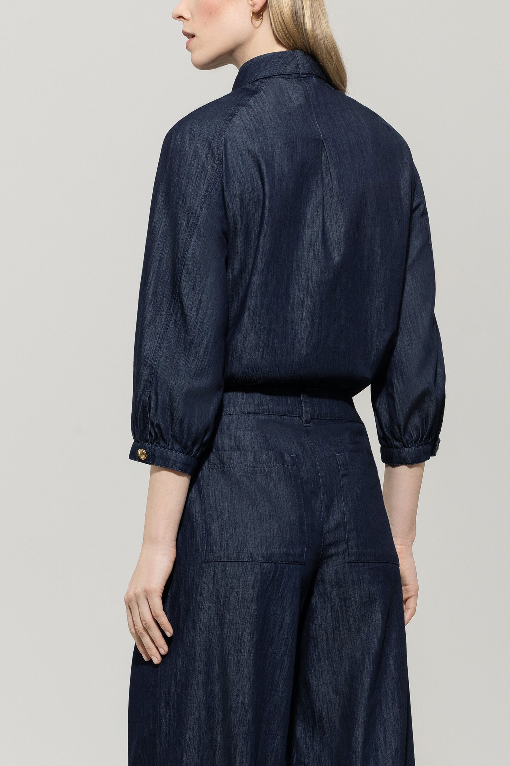 Luisa Cerano |  Denim-Bluse mit Schluppe, rinse wash | 42 | multi