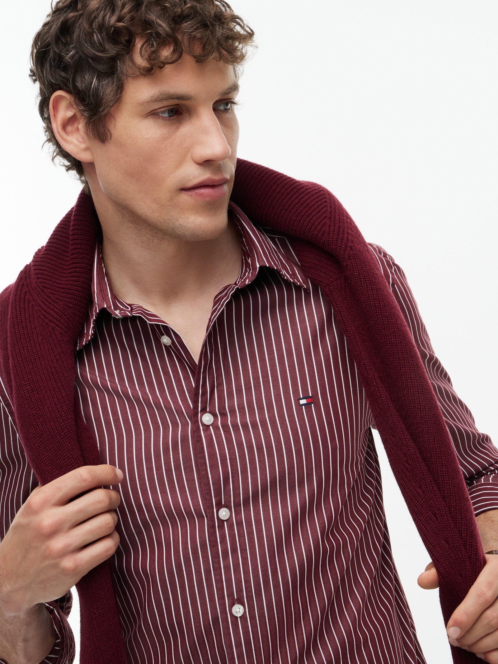 FLEX HAIRLINE POPLIN RF SHIRT, RED #3