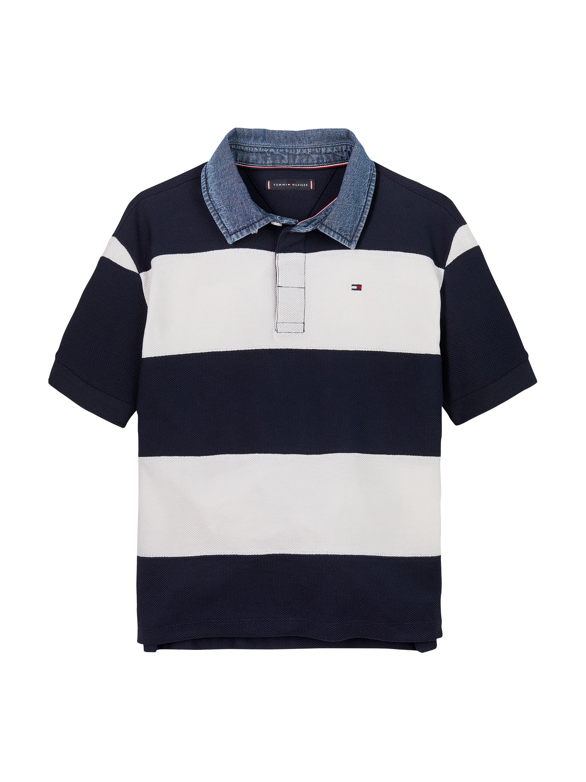 Tommy Hilfiger |  CHAMBRAY COLLAR STRIPE POLO SS | 152 | dark night navy