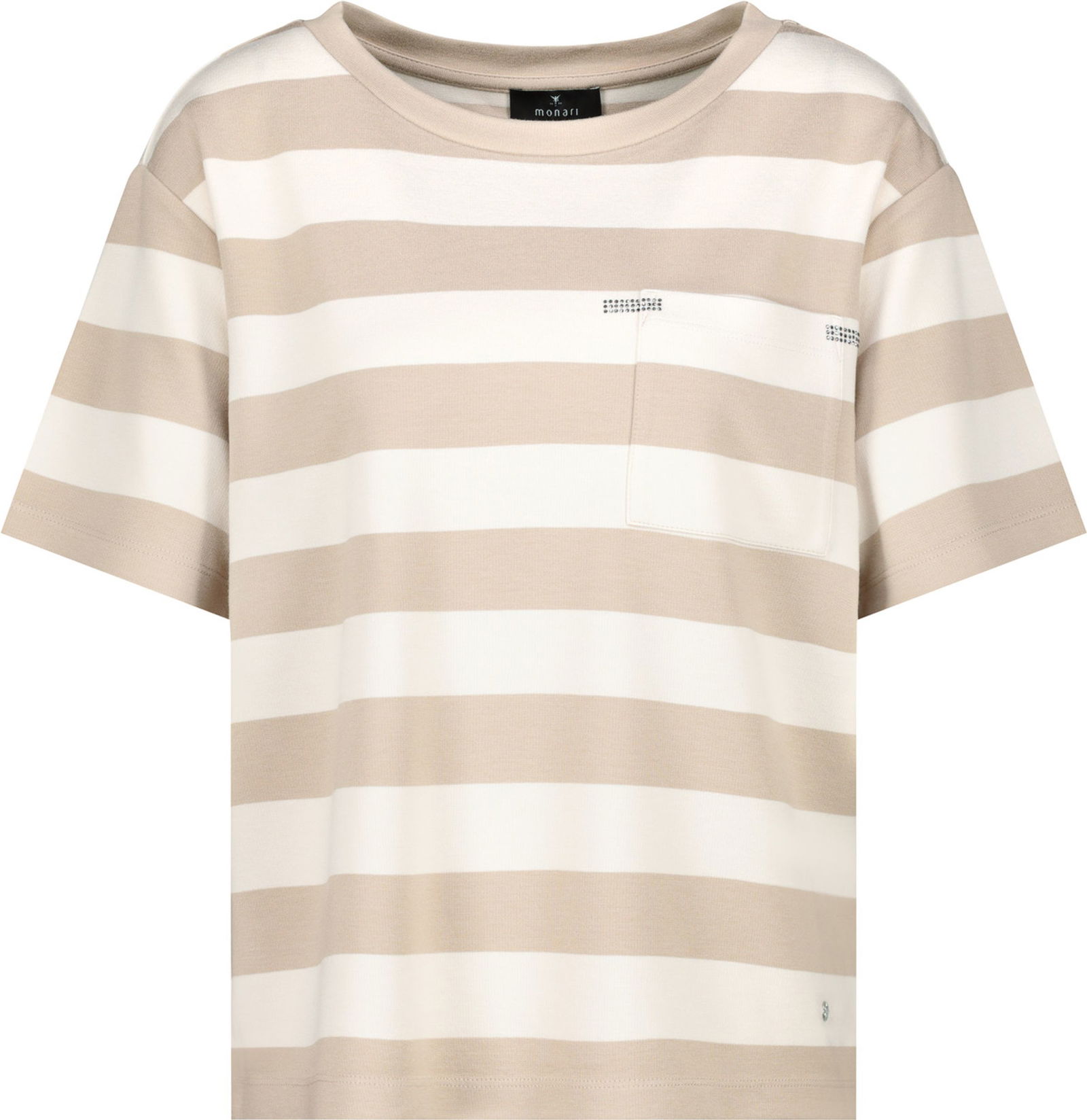 Monari |  T-Shirt, schwarz Ringel | 46 | camel ringel