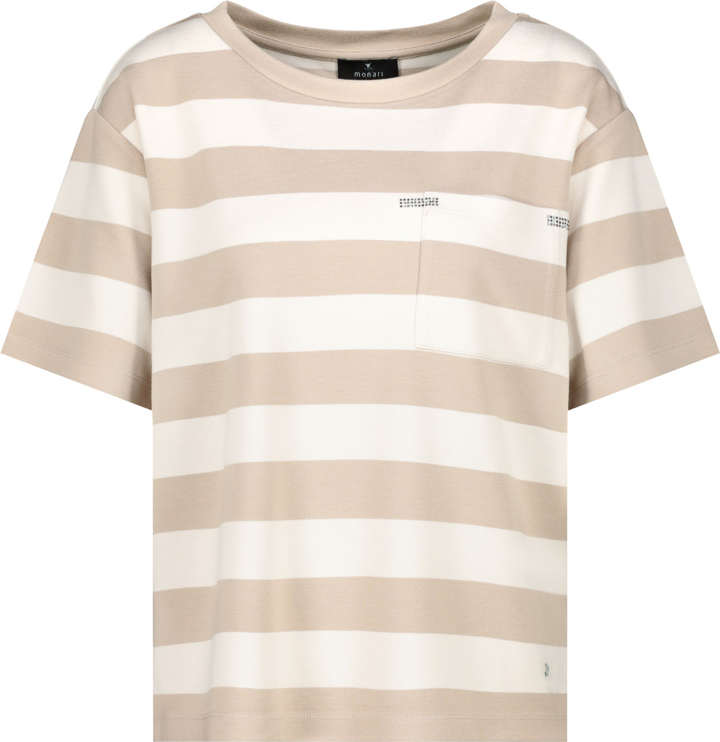 Monari |  T-Shirt, schwarz Ringel | 46 | camel ringel