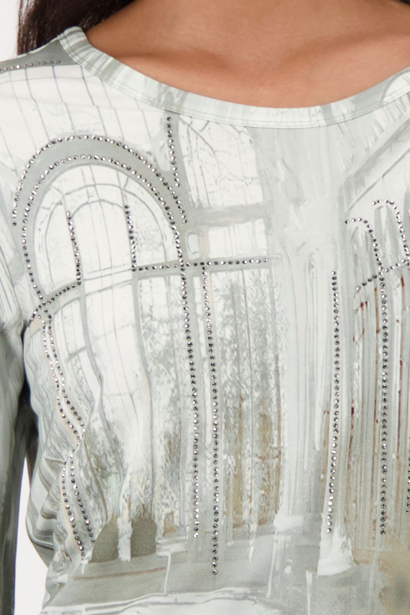 Monari |  Pullover, sage gemustert | 36