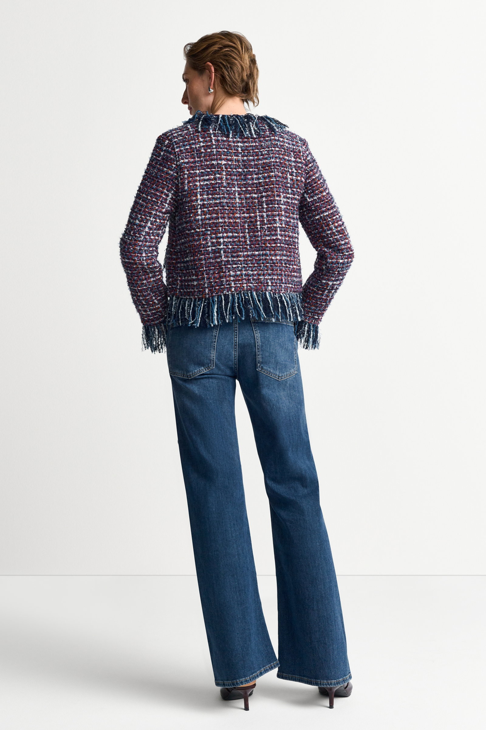 Fringed Boucle Jacket, midnight blue #4