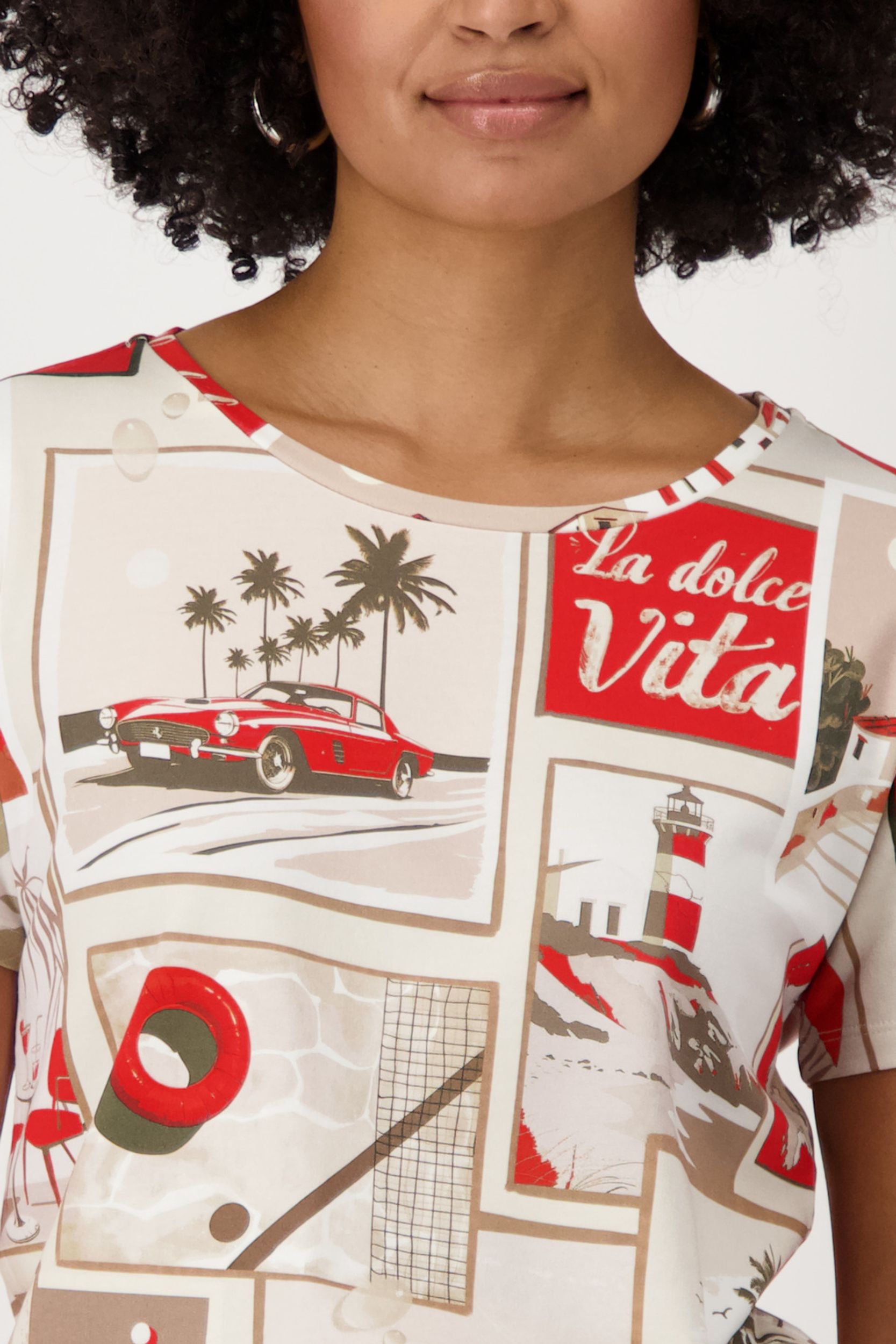 Monari |  T-Shirt, red gemustert | 42 | red gemustert