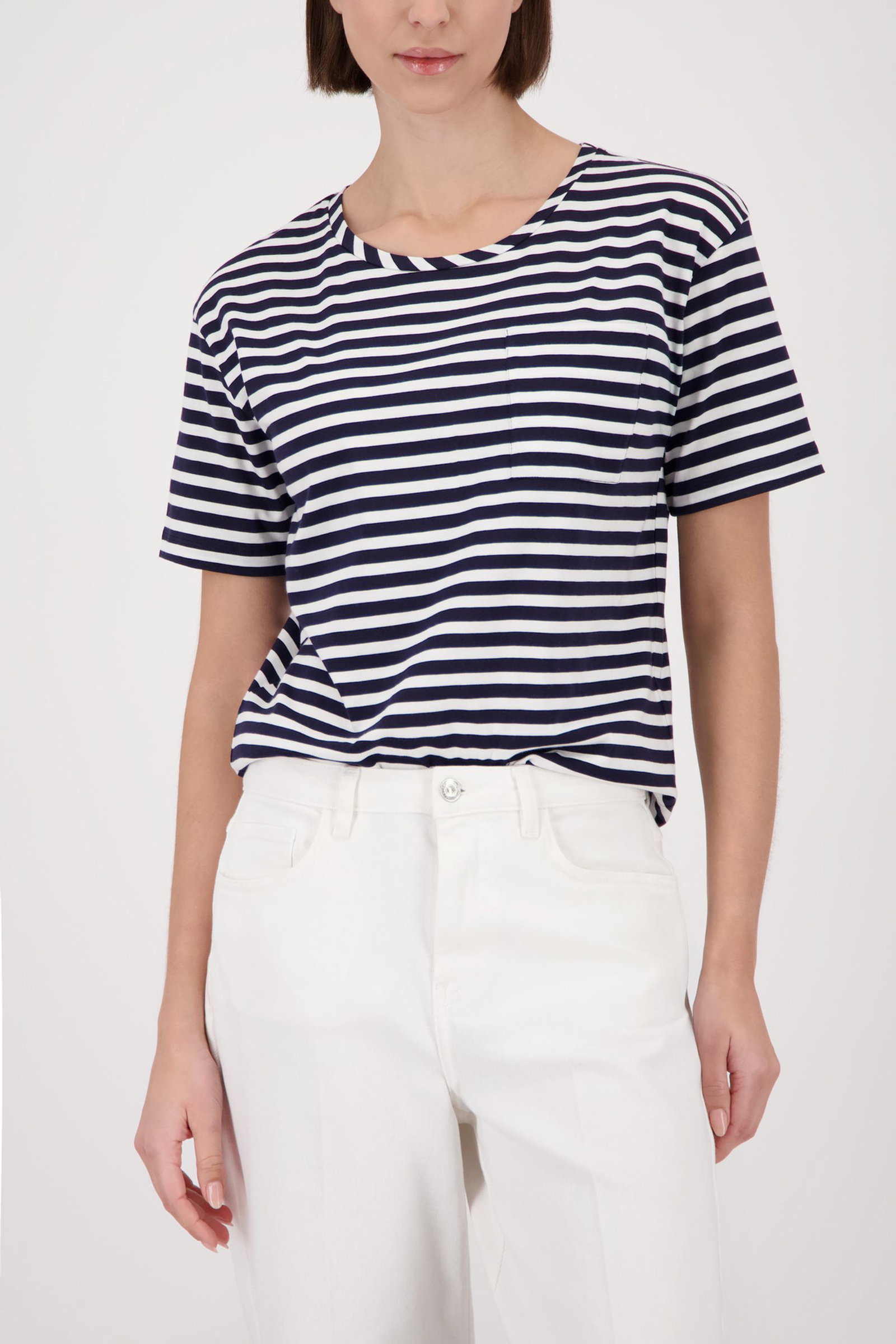 Monari |  T-Shirt, marine ringel | 42