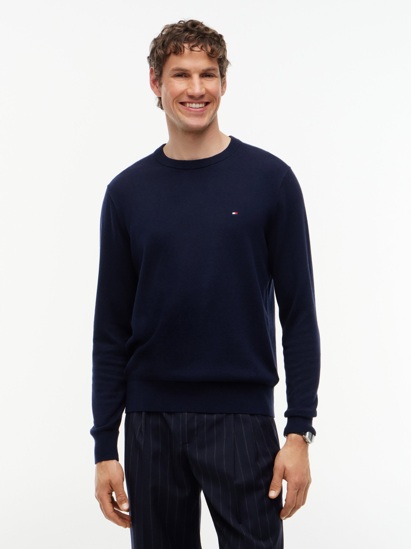 PIMA ORG CTN CASHMERE CREW NECK, BLUE #2
