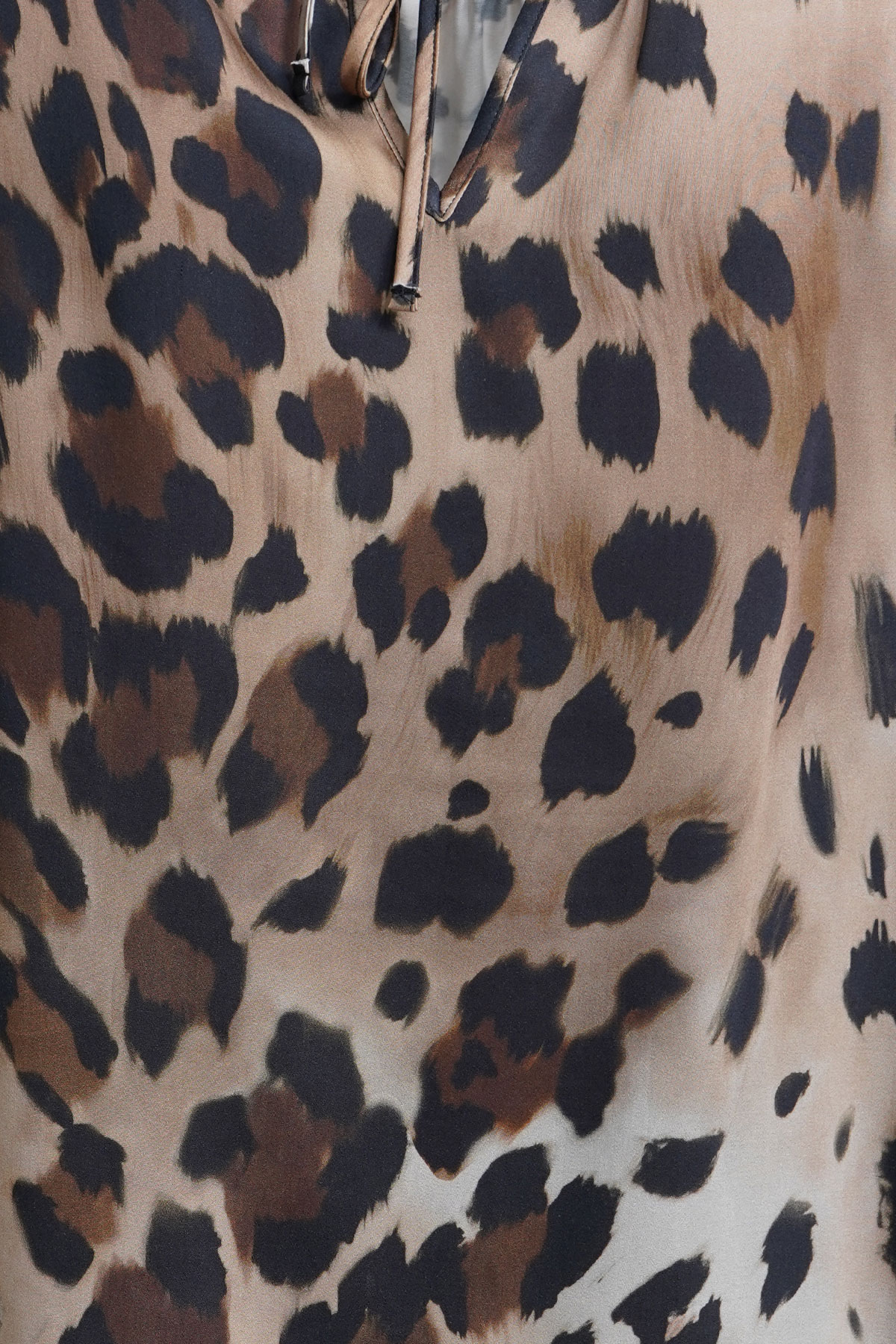 GATHERED NECL BLOUSE W SHORT VOLANT, DARK CHOC PRINT #3
