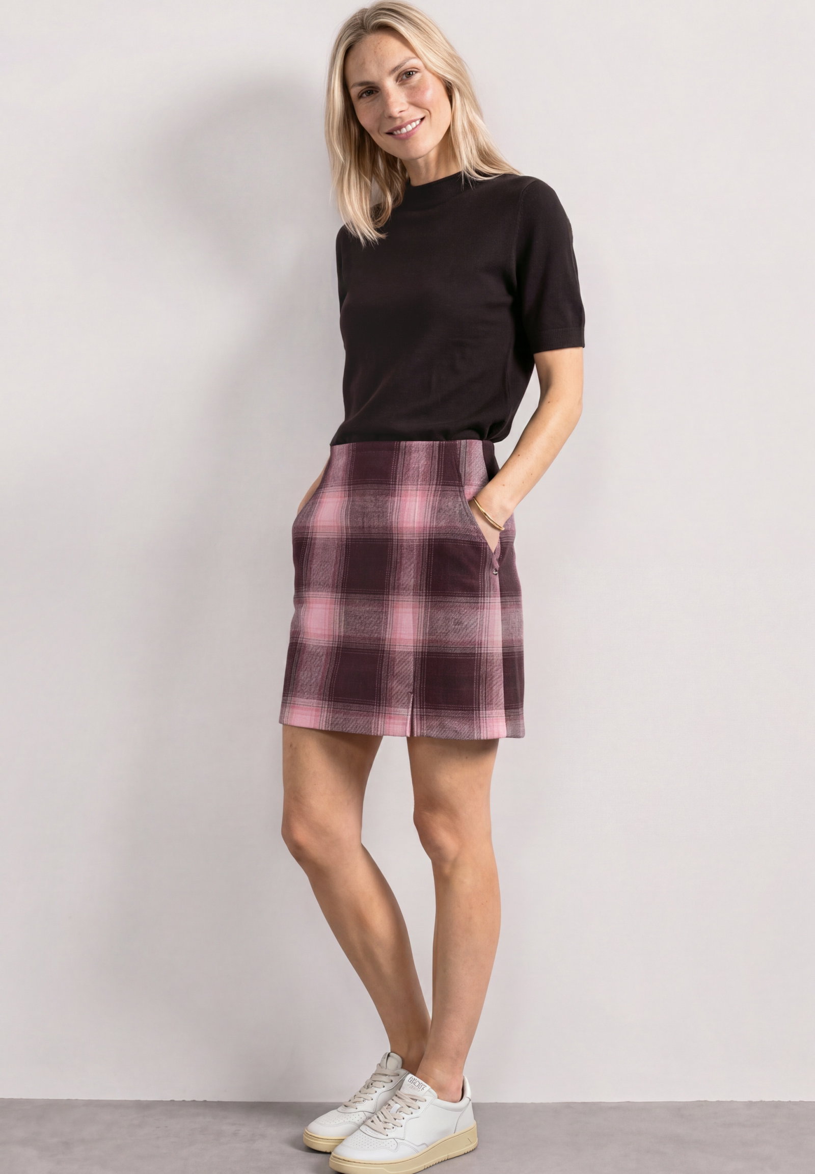 Fake Wool skirt_check, rustic rouge #5