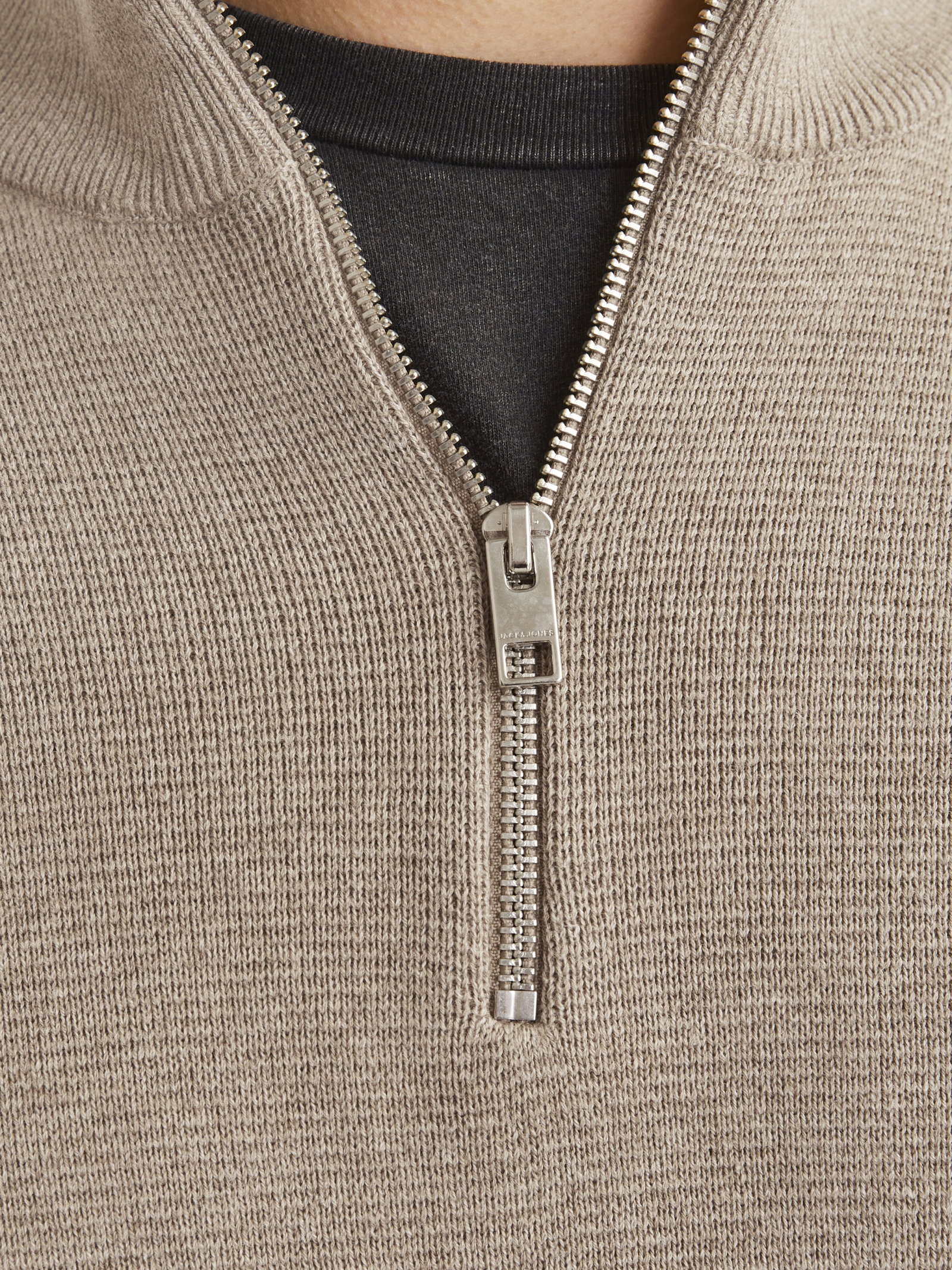 JPRBLAMILANO STITCH KNIT HALF ZIP S, Greige/Melange #7