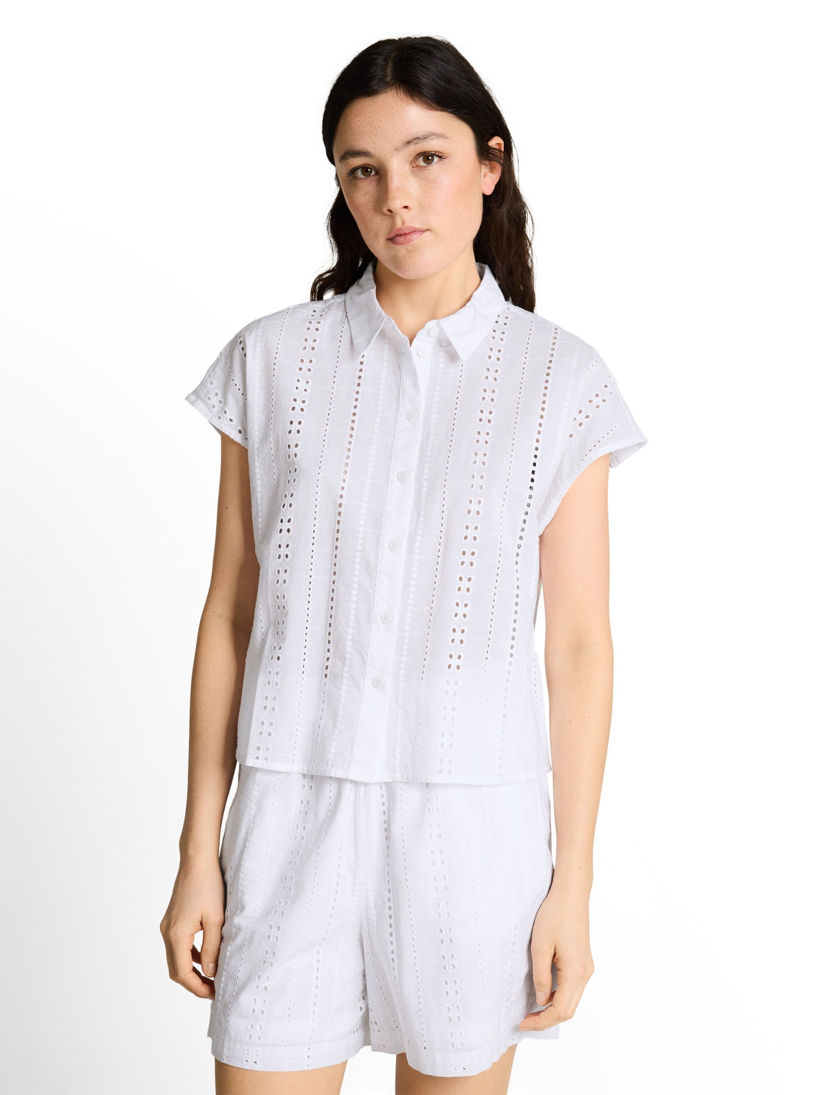 embroidered cotton blouse, White #5