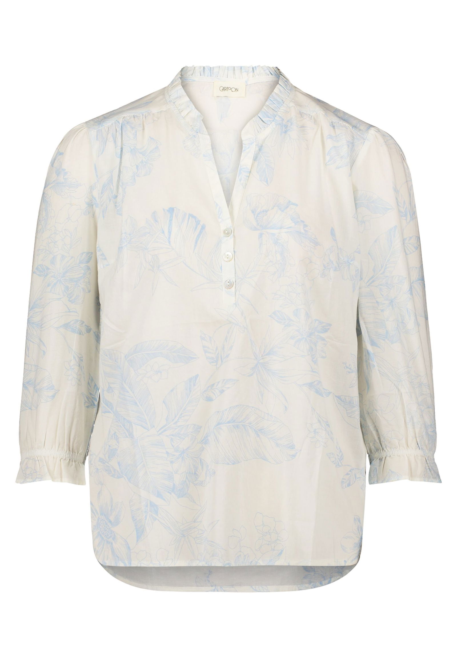 9399da1fe0ce54e7730d3c25f193f0b9 | Bluse Kurz 3/4 Arm, White/Blue | 38 | weiß/blau