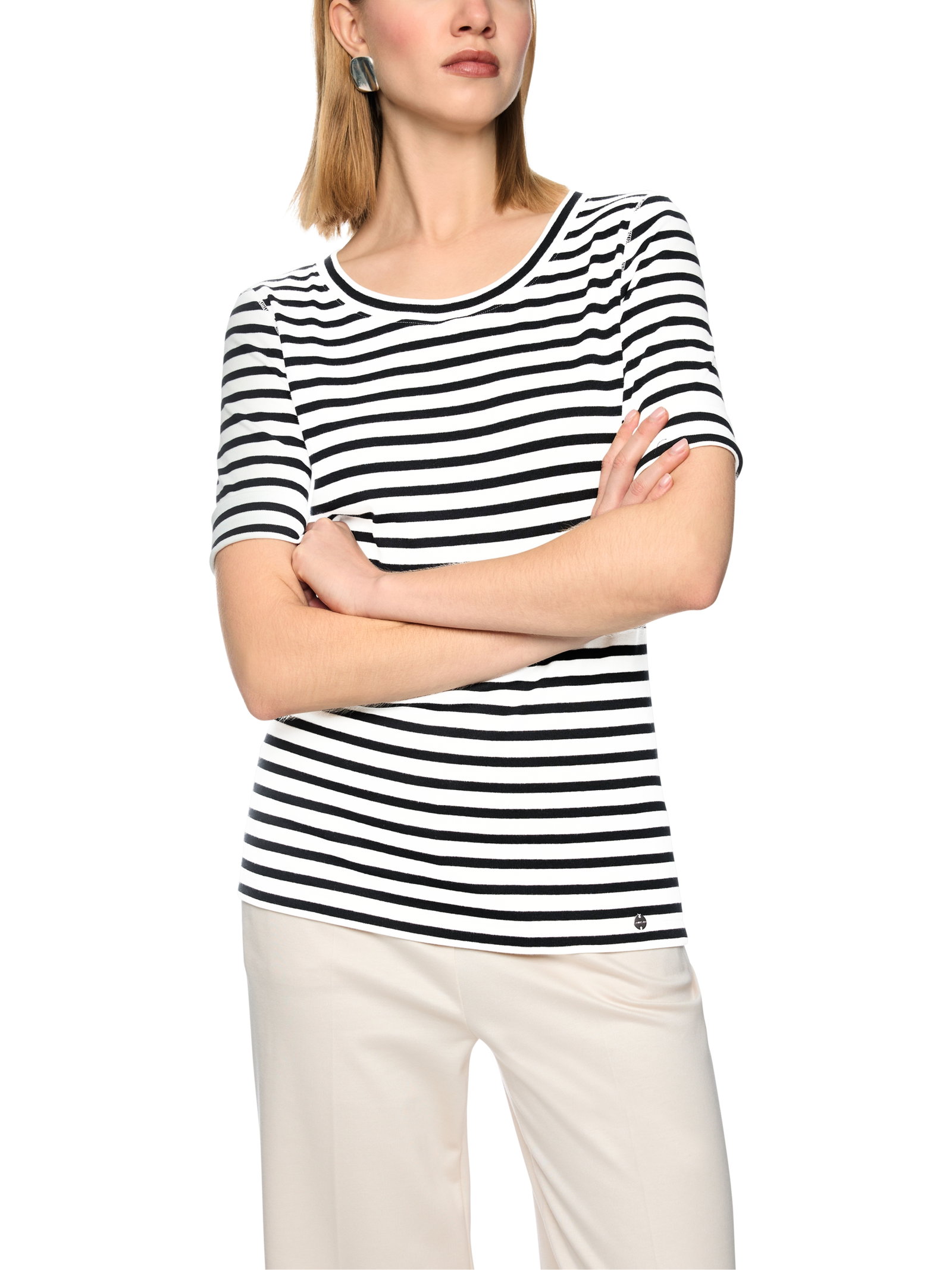 Marc Cain Additions Ringel-T-Shirt aus Baumwoll-Ripp #7