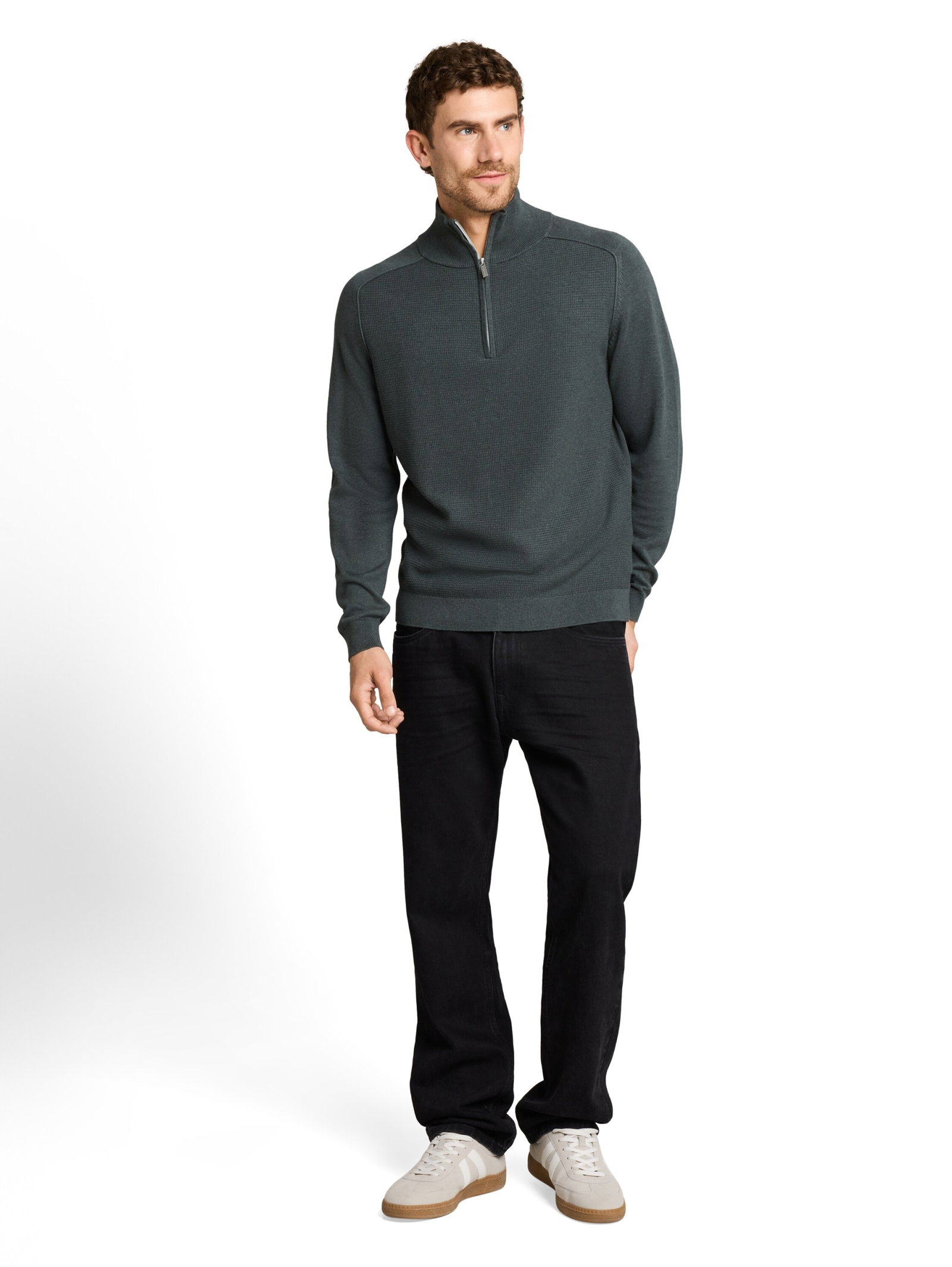 basic knit troyer, darkest olive melange #3