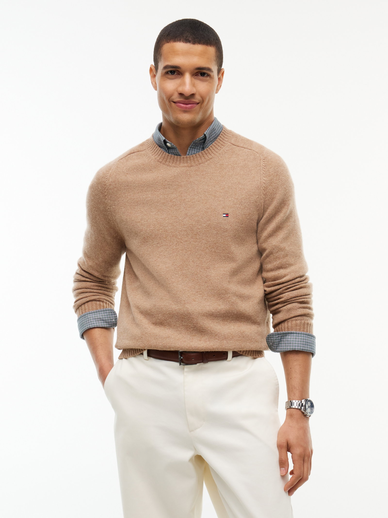 LAMBSWOOL CREW NECK, KHAKI #2