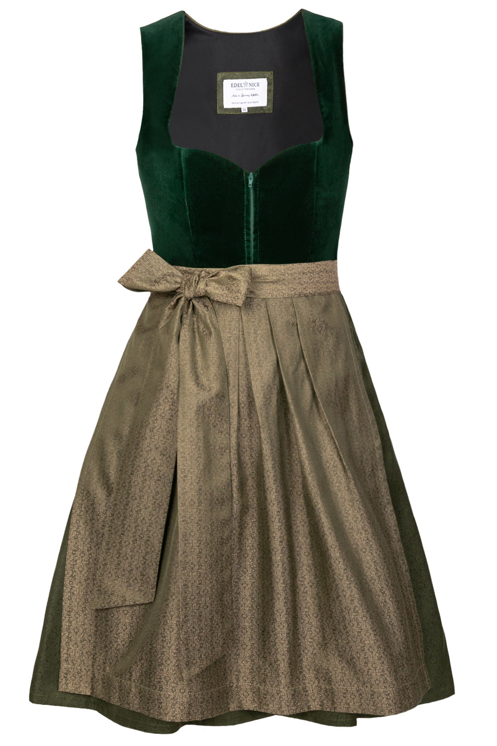 Edelnice Dirndl Mididirndl Livia aus tannengrünem Samt #9