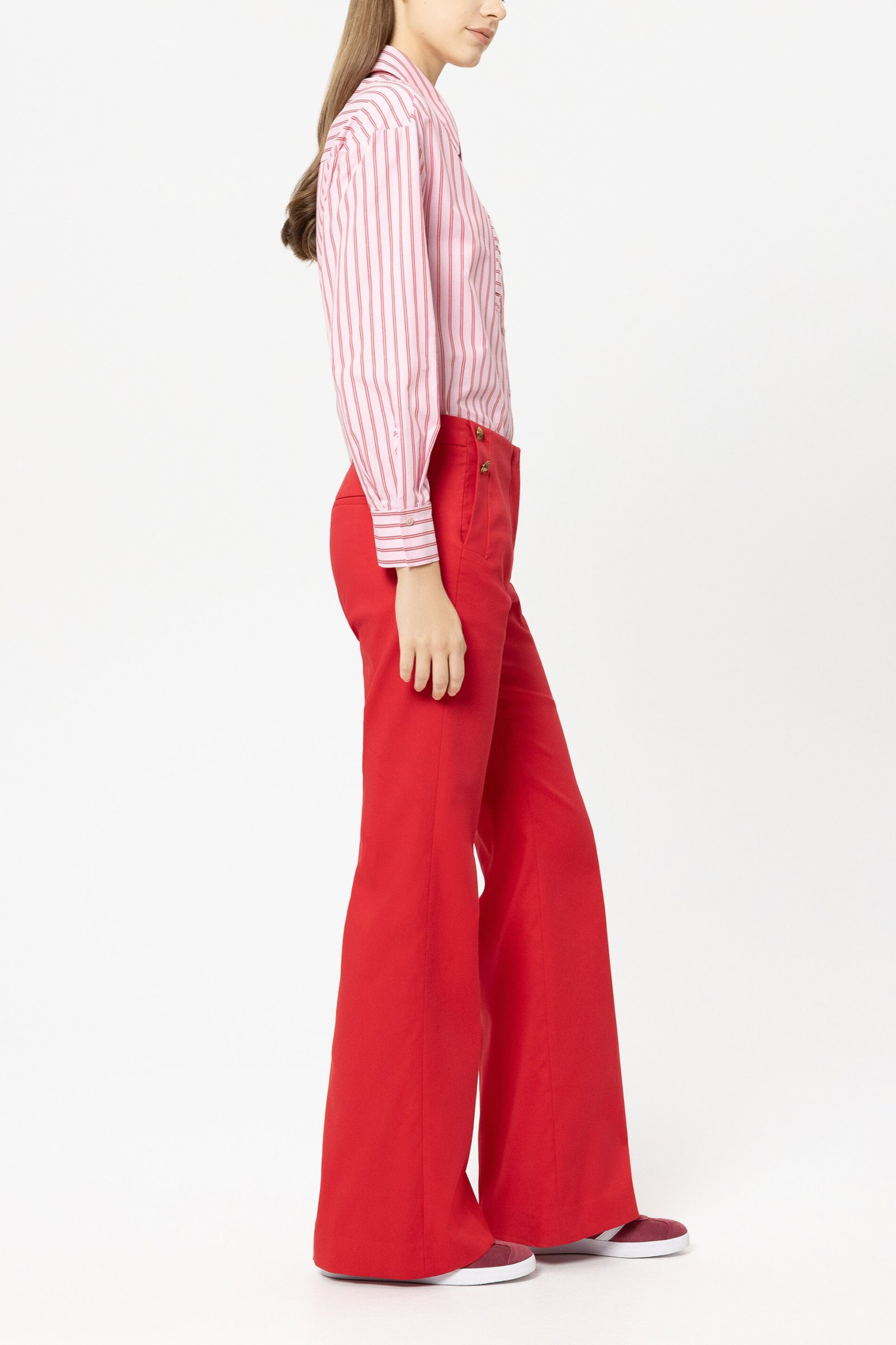 Luisa Cerano Gabardine-Flared-Pants cherry red #3