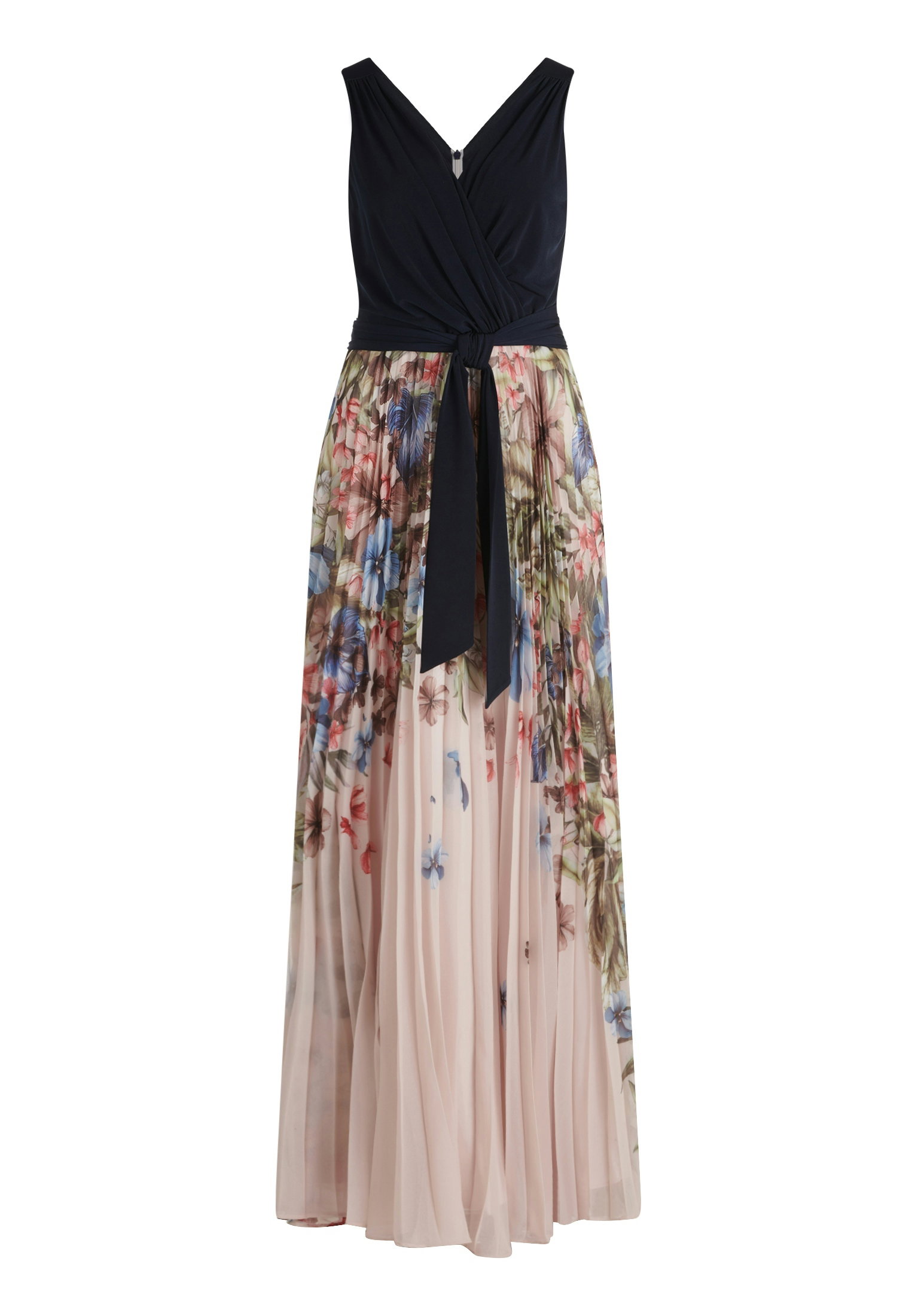Kleid Lang ohne Arm, Patch Dark Blue/Cream #1