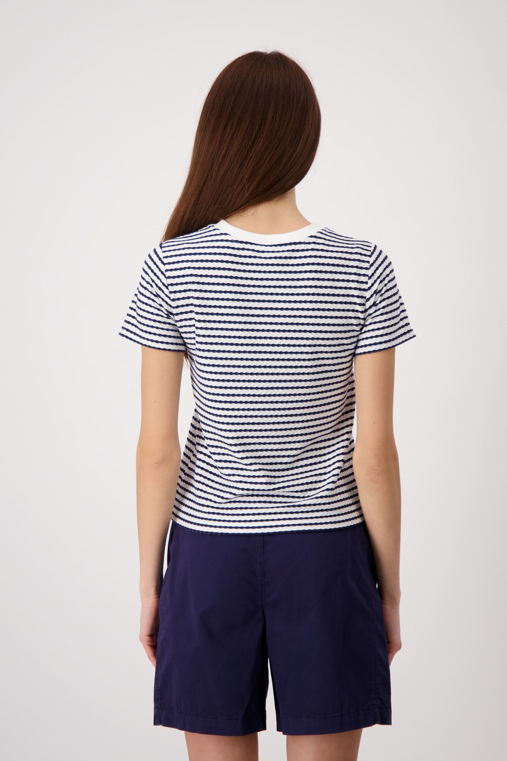 Monari |  T-Shirt, red ringel | 38