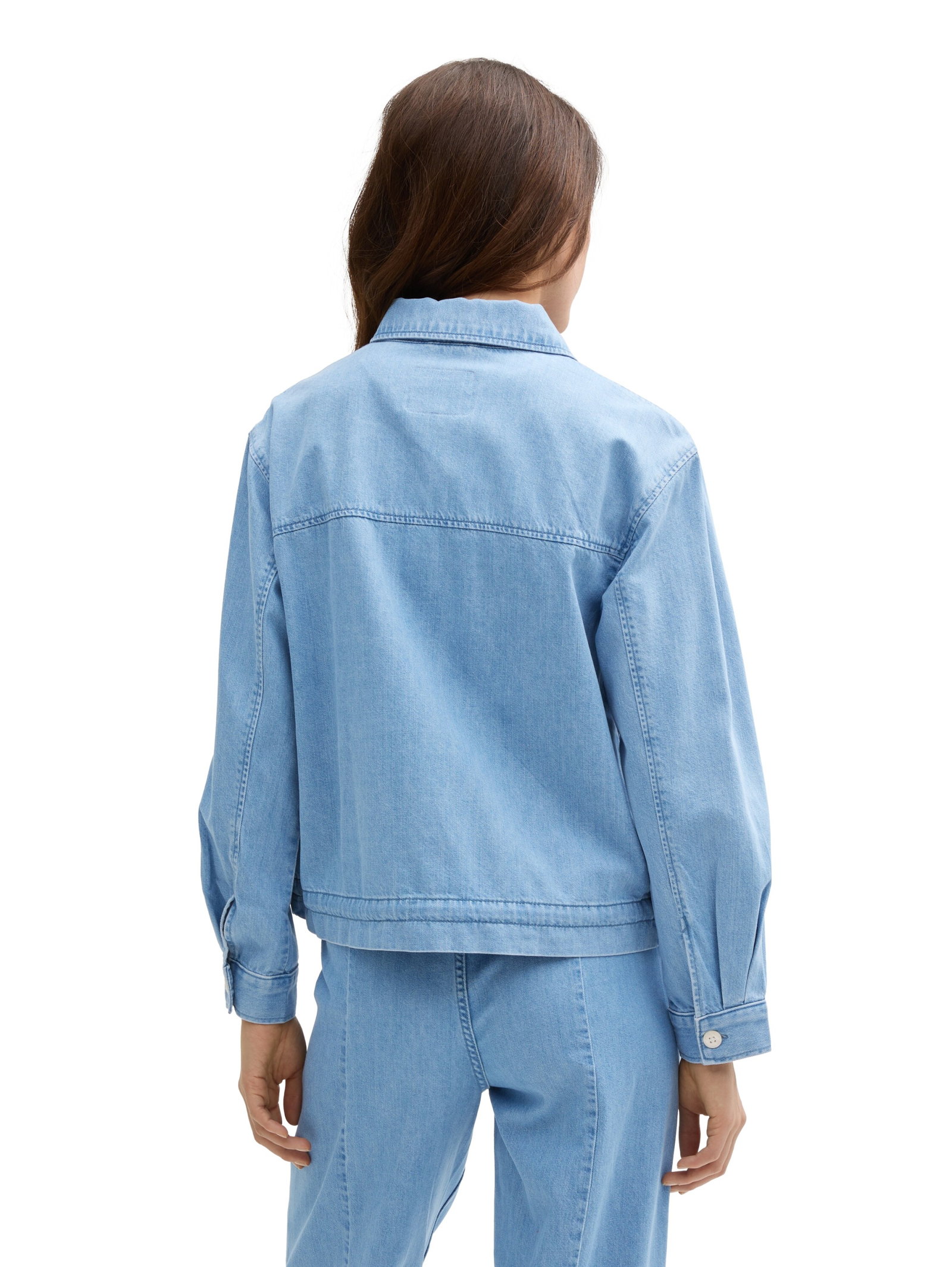 summer denim jacket, Used Bleached Blue Denim #4