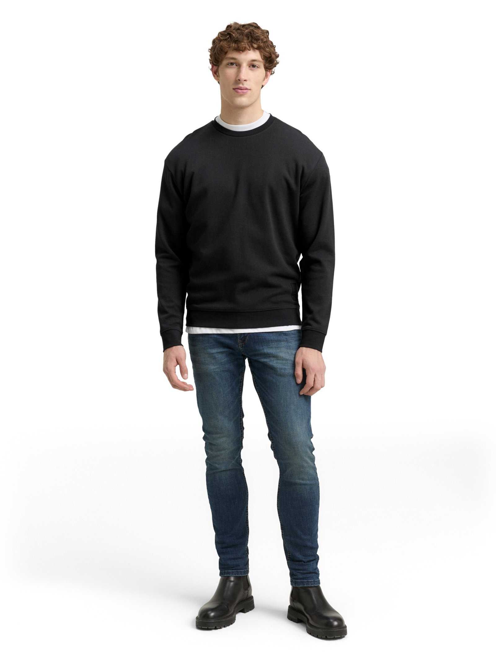 structured crewneck sweatshirt, Night Watch Black #3