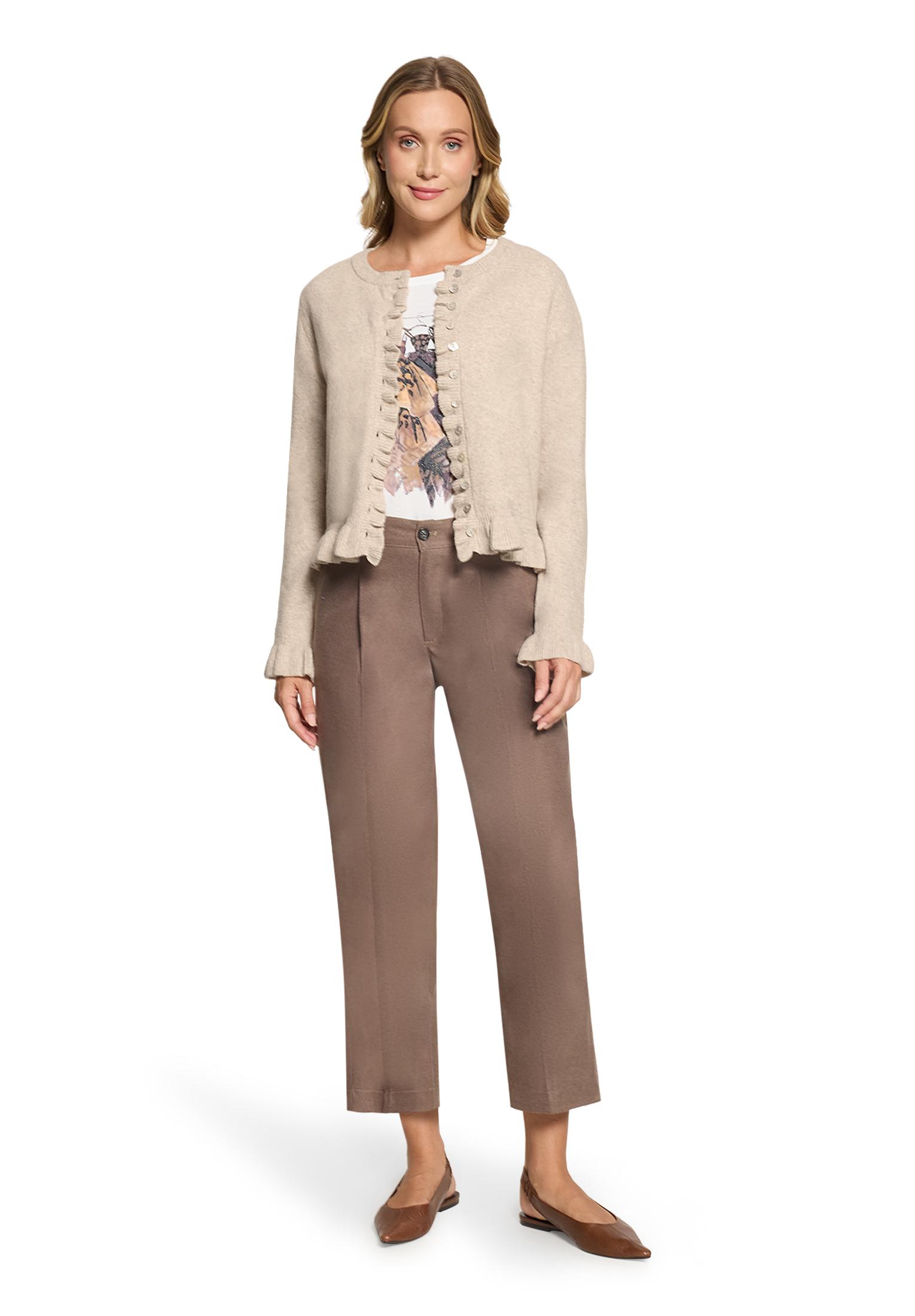 Strickjacke Kurz 1/1 Arm, Light Beige Melange #5