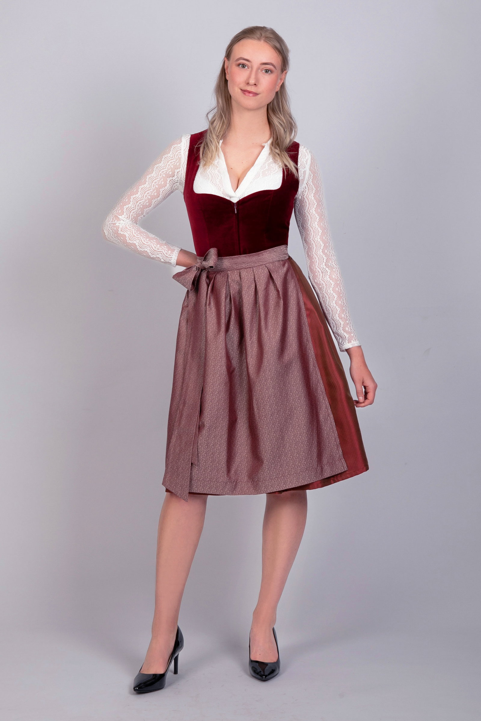 Edelnice Dirndl Mididirndl Lilly aus rotem Samt #1