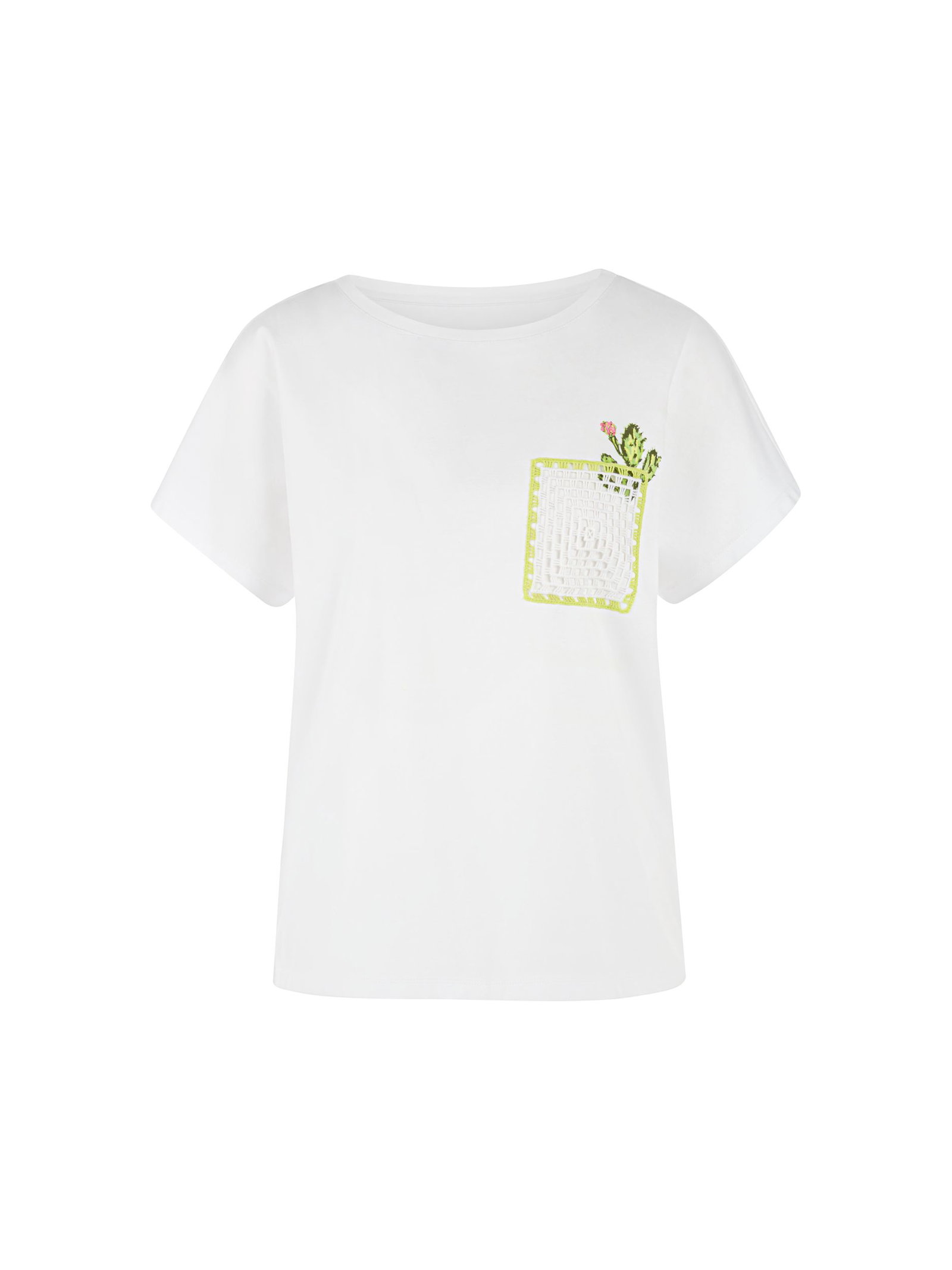 Marc Cain Sports |  T-Shirt mit Kaktus-Print und Brusttasche | 38 | white