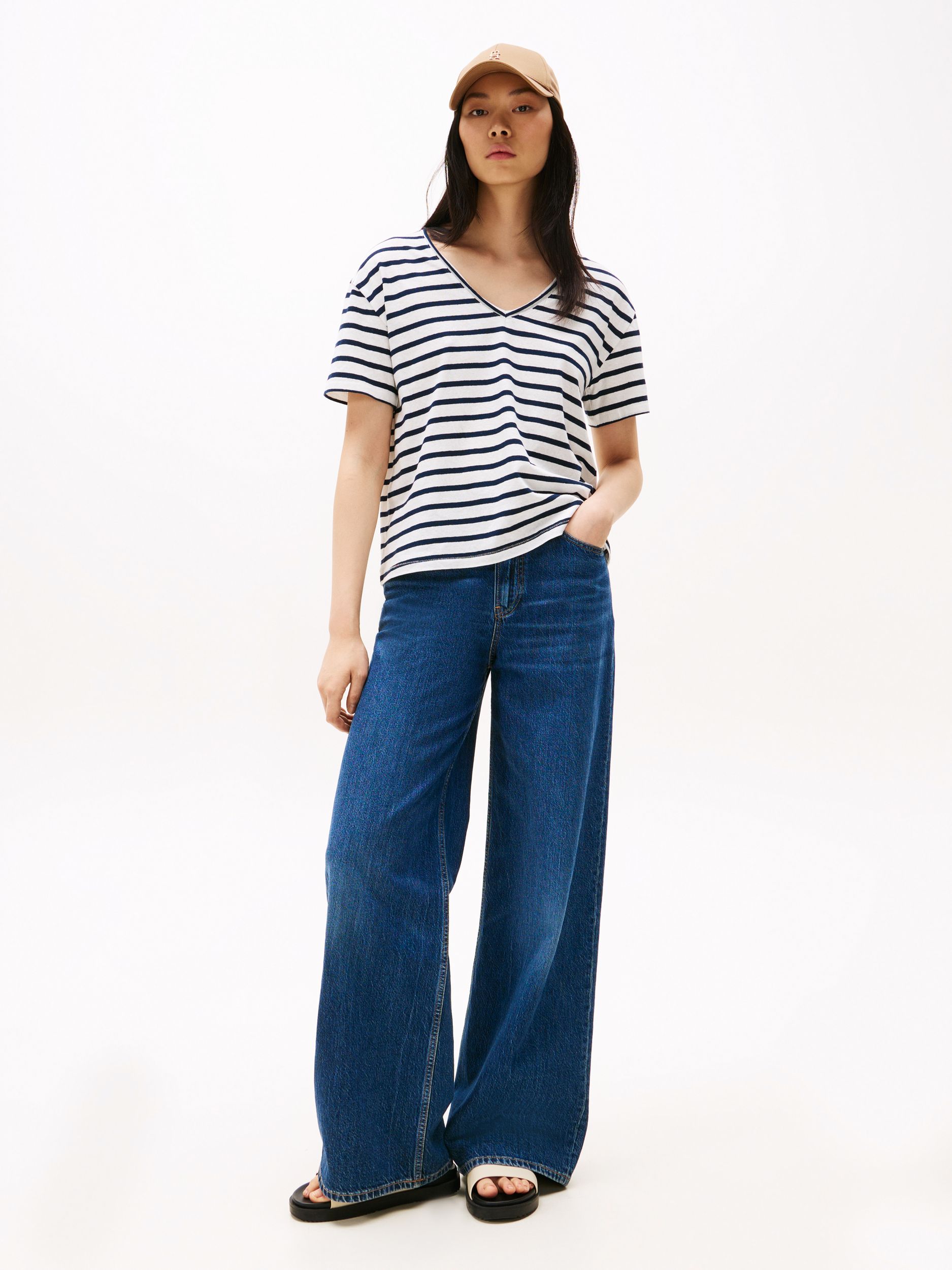 Tommy Hilfiger |  Tommy Hilfiger Shirt  | XXL | breton ecru/dark night navy stp